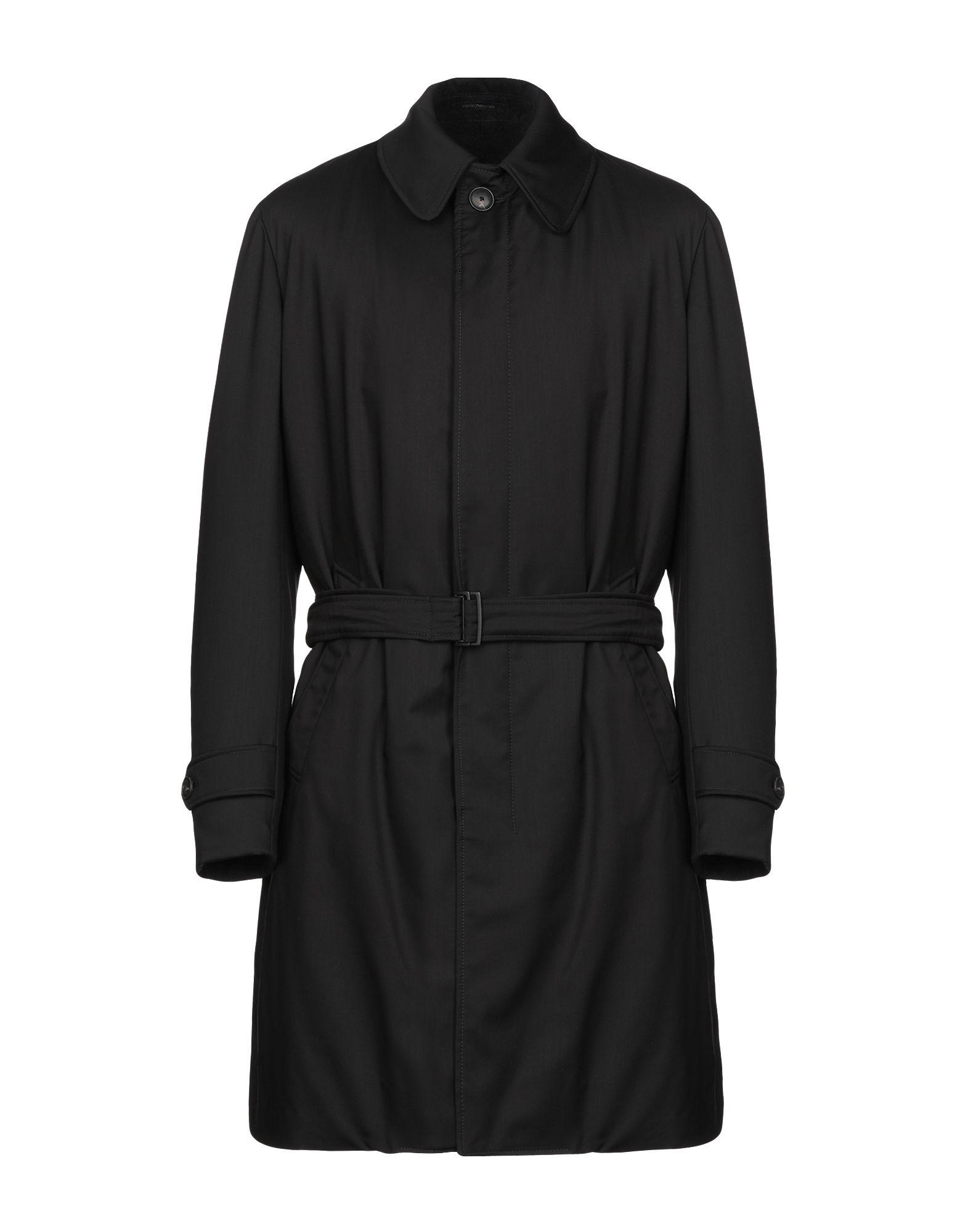 Emporio Armani Wool Overcoat in Black for Men Lyst