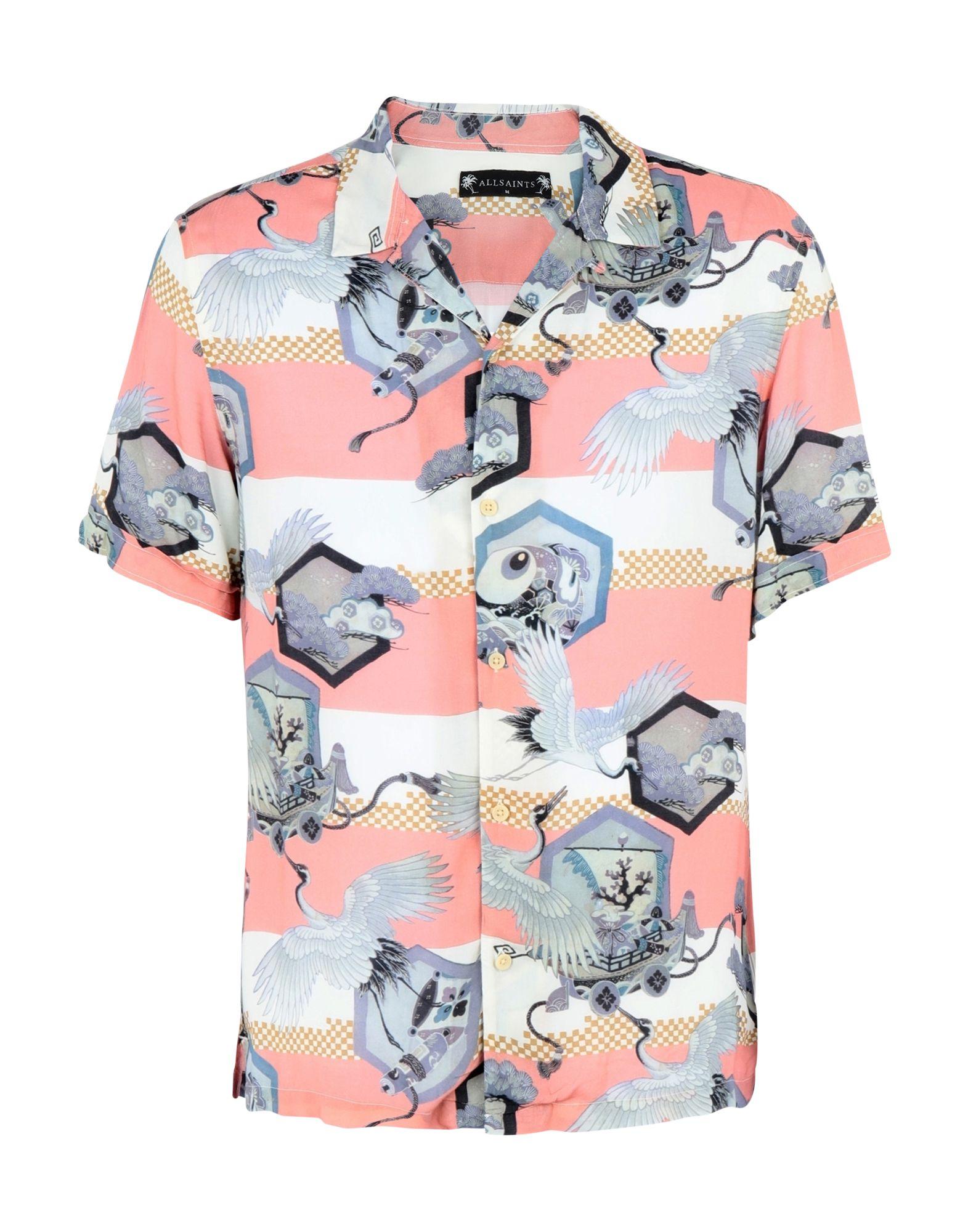 AllSaints Denim Shield Slim Fit Camp Shirt in Pink for Men Save 50