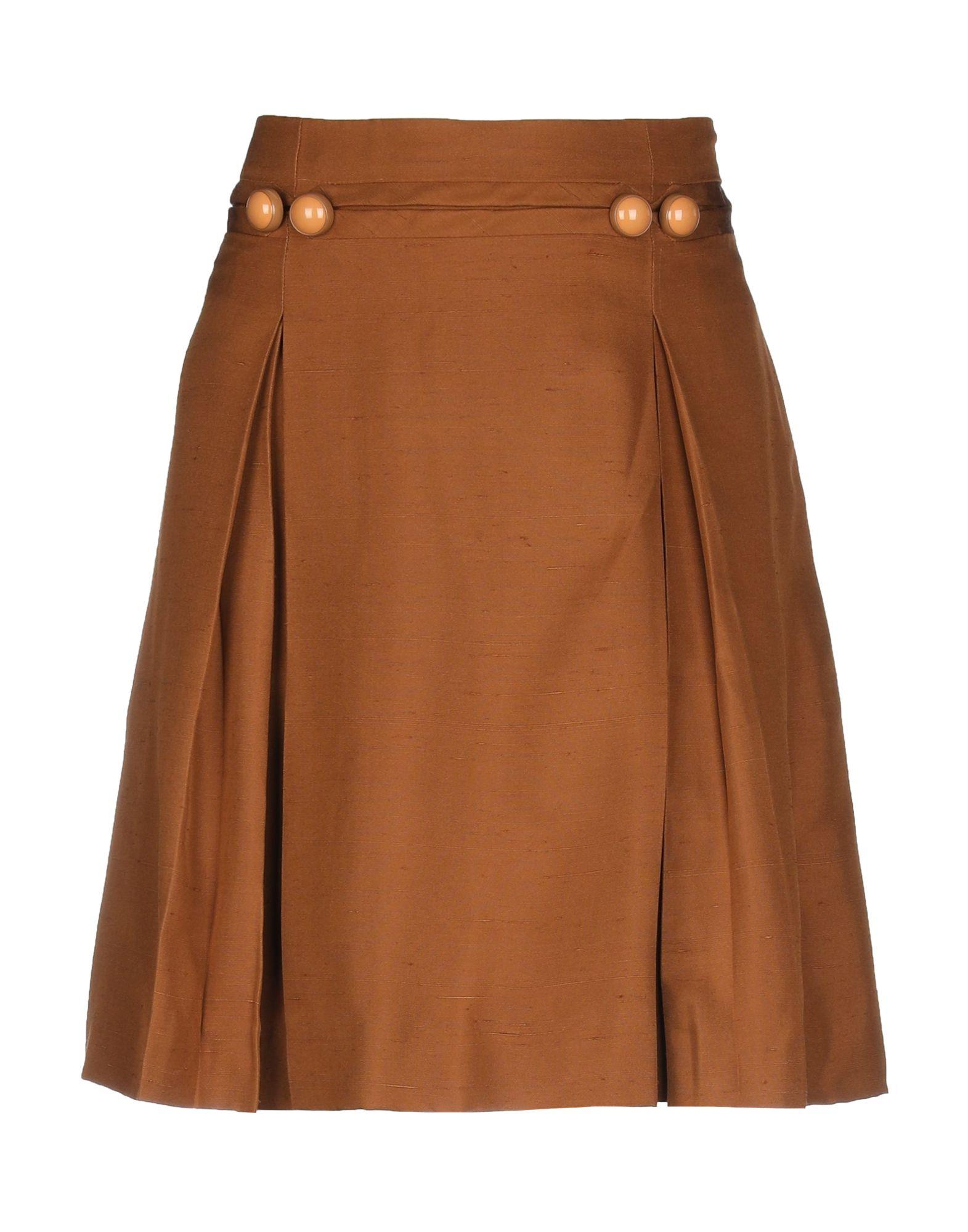 Chloé Silk Knee Length Skirt in Camel (Brown) - Lyst