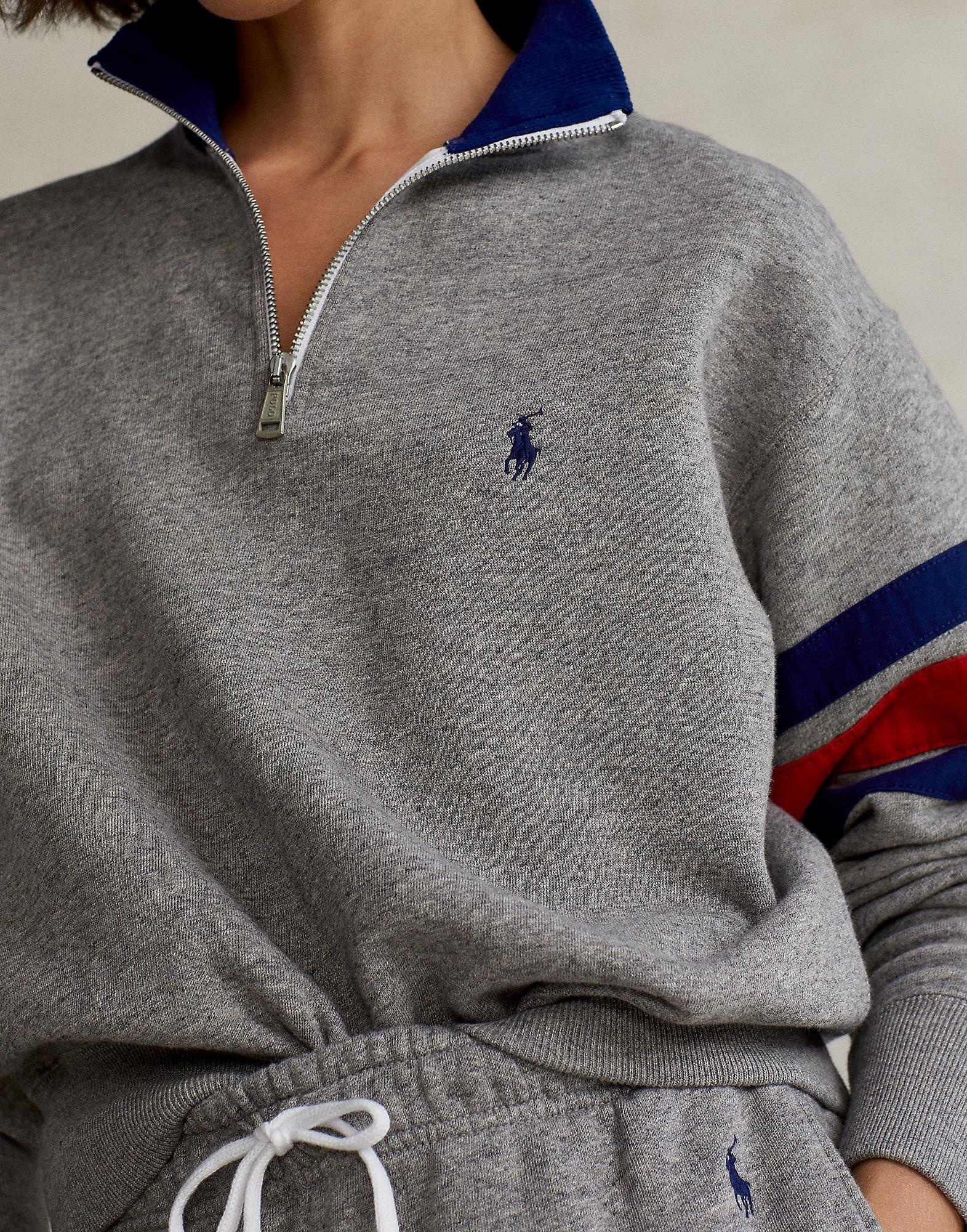 Polo Ralph Lauren Arm Logo 1/4 Zip Sweatshirt in Gray | Lyst