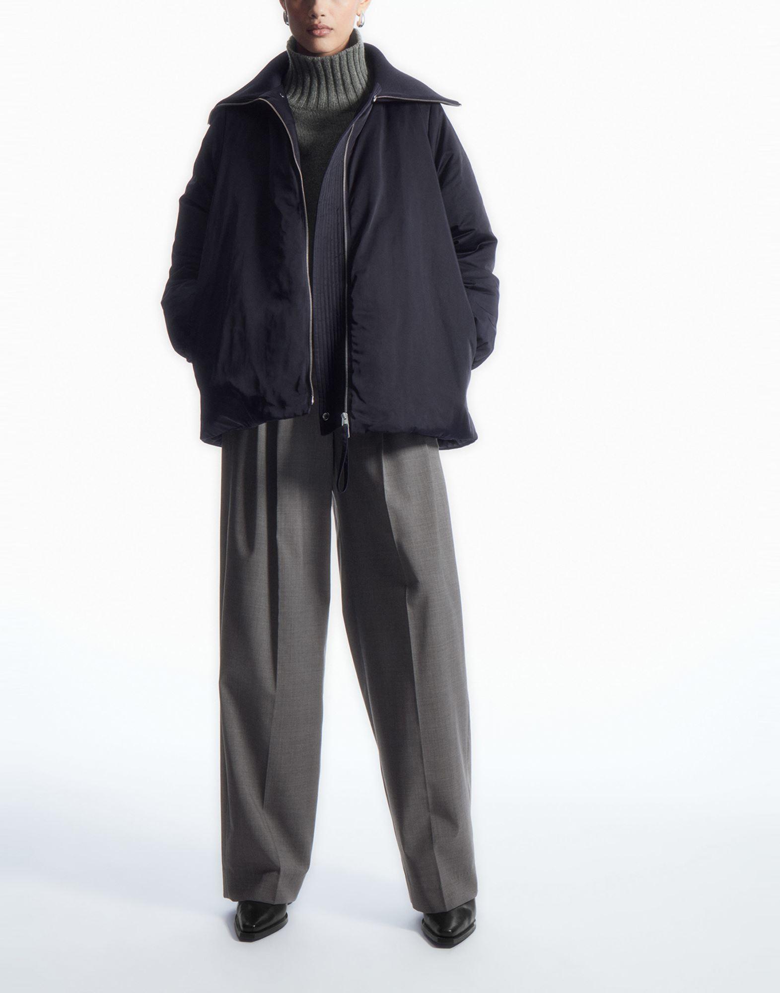 COS Ribbed-collar Puffer Jacket in Blue | Lyst UK