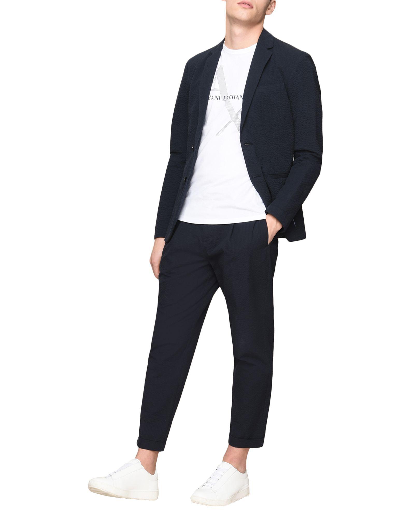 Armani Exchange Cotton Suit Jacket in Dark Blue (Blue) for Men Lyst