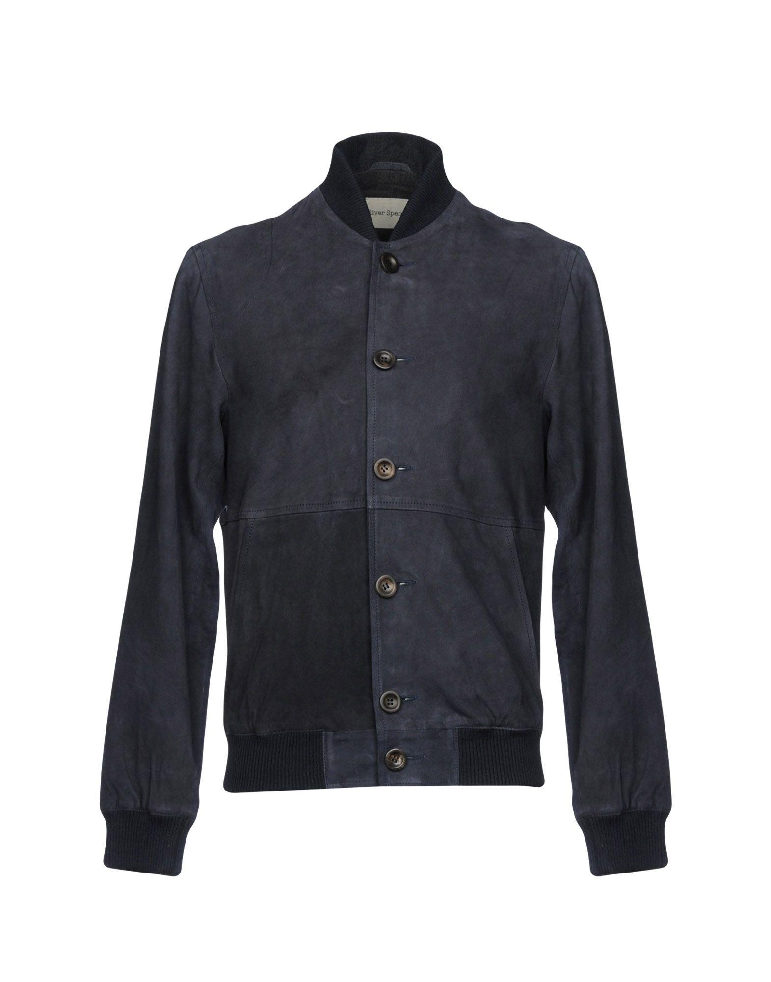 Oliver Spencer Leather Jacket in Dark Blue (Blue) for Men - Lyst