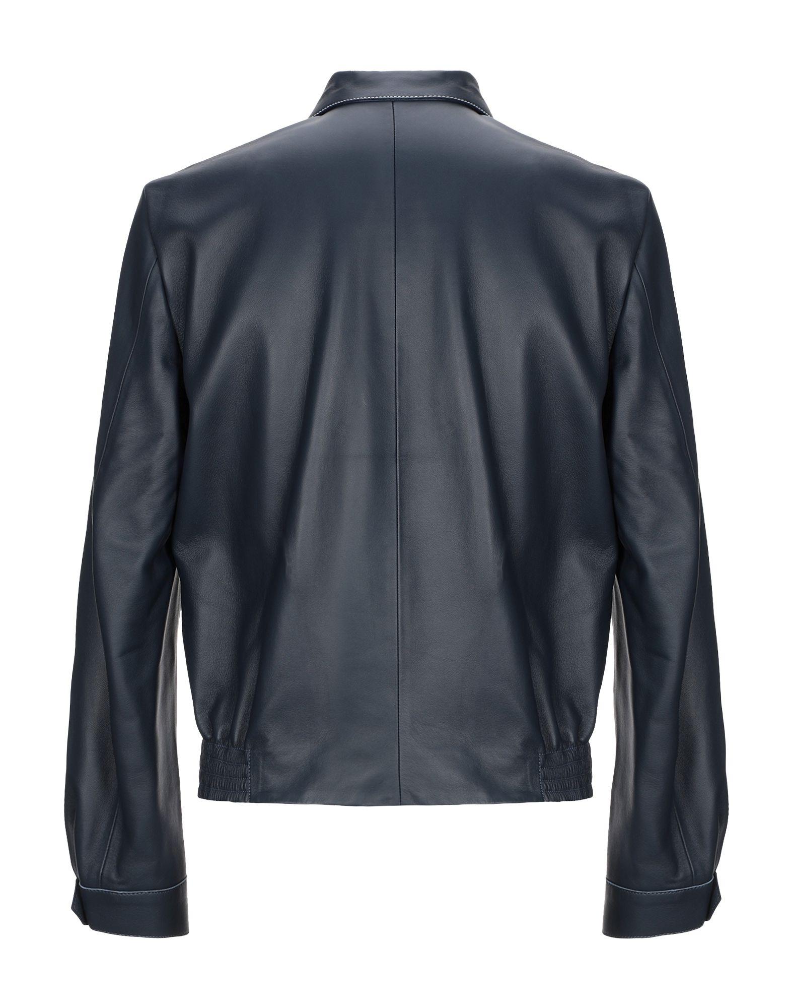 Loewe Leather Jacket in Dark Blue (Blue) for Men - Lyst