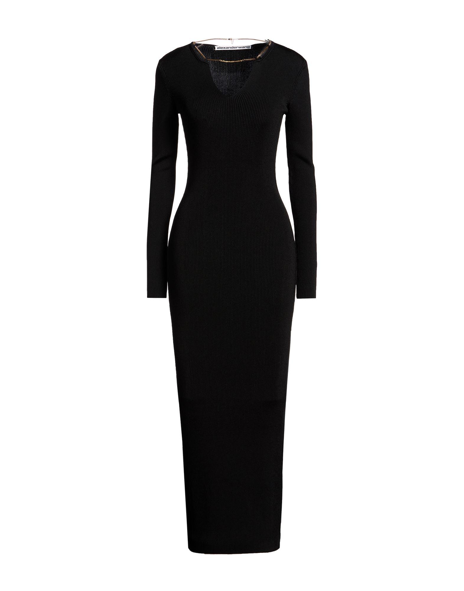 knee length dresses for ladies Alexander Wang mid-length pleated black dress – Loop Generation main image 1