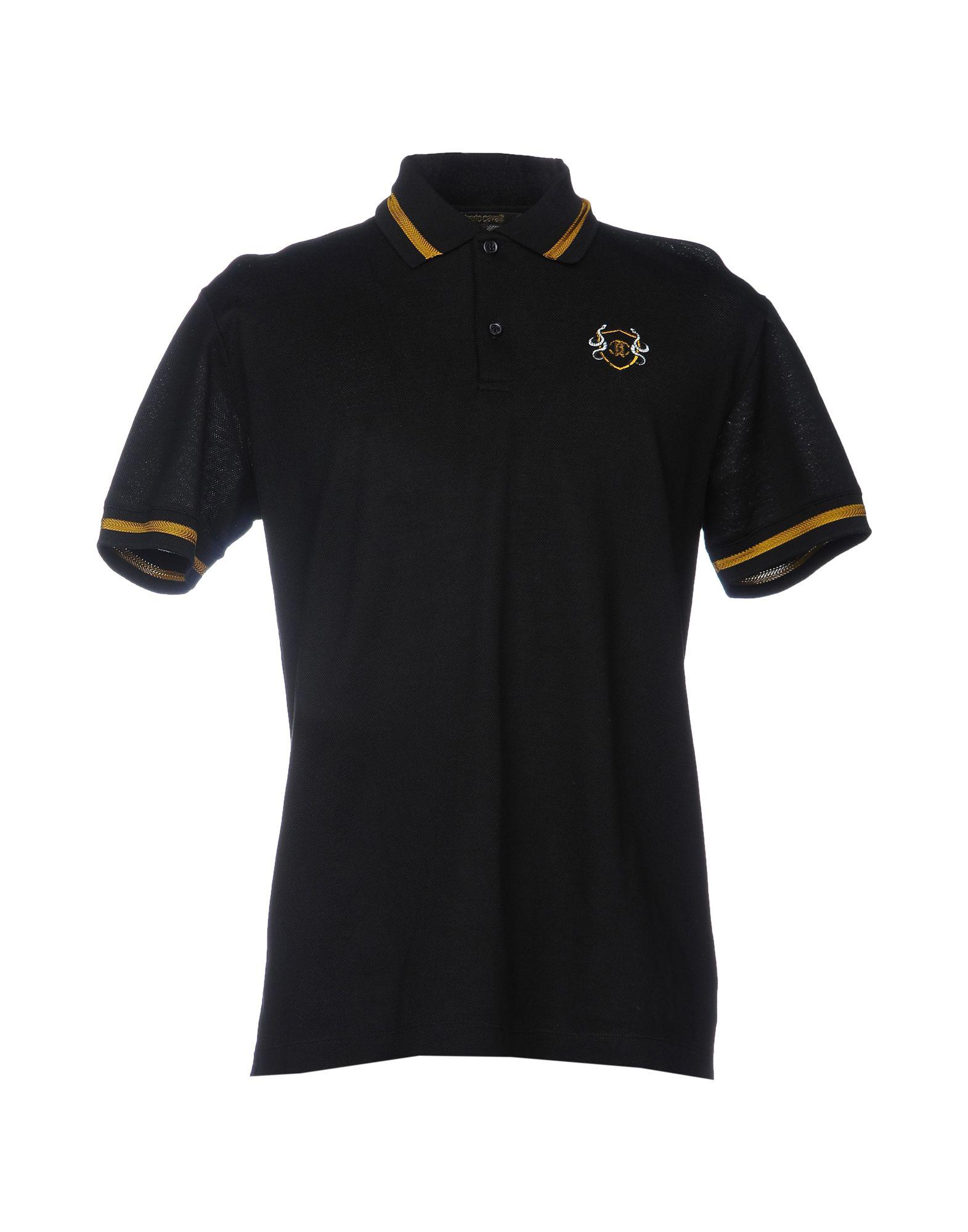 Roberto Cavalli Cotton Embroidered Logo Polo Shirt in Black for Men - Lyst