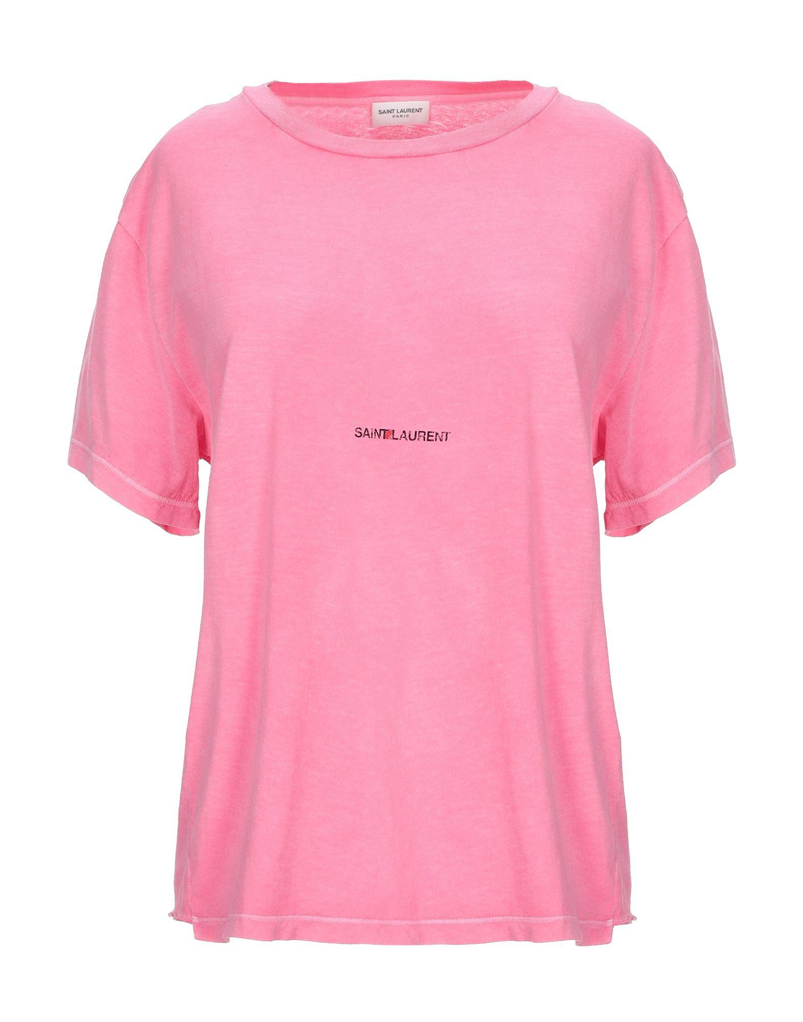 Saint Laurent Cotton T-shirt in Pink - Lyst