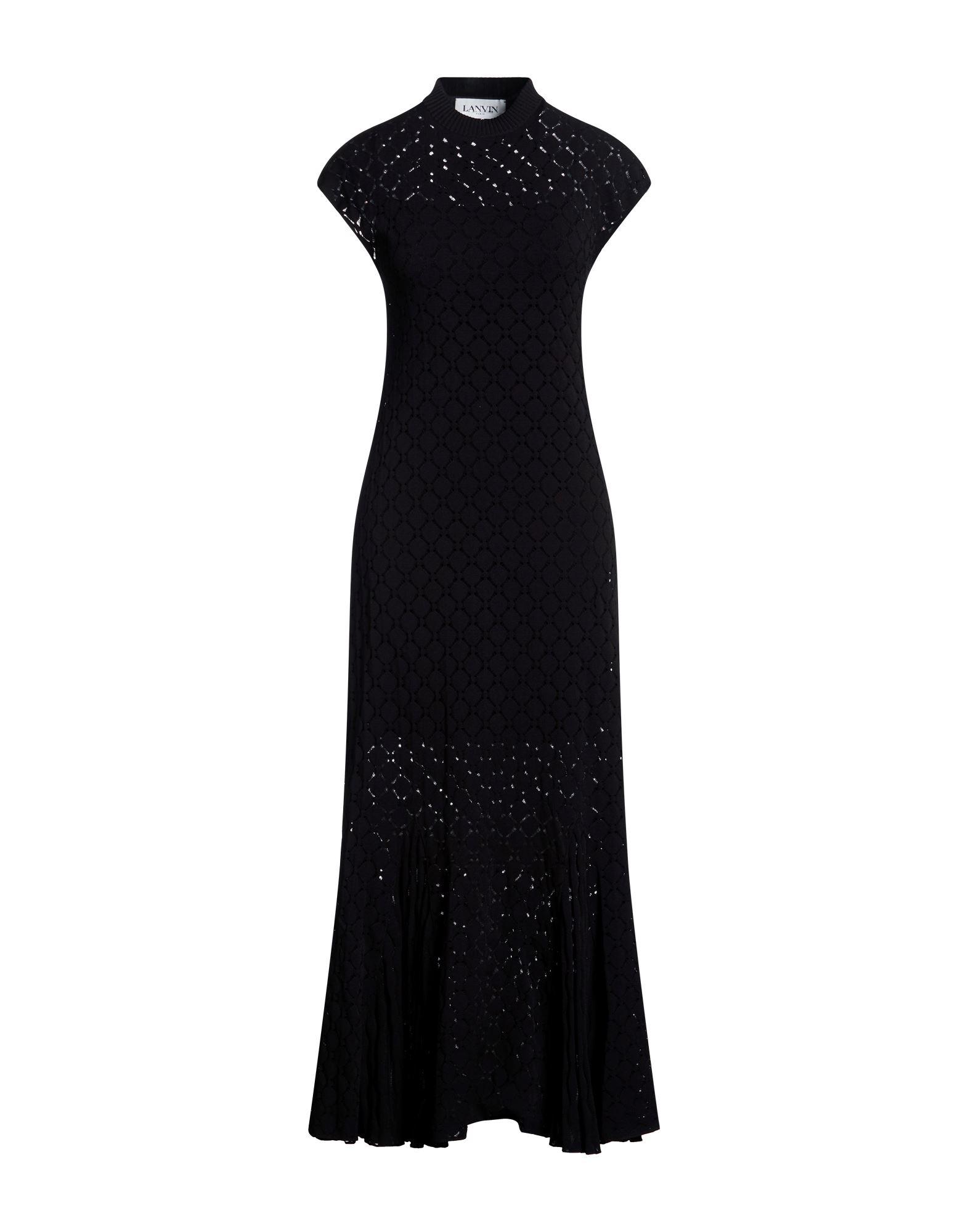 green emerald velvet dress Lanvin Women's Velvet Midi Dress - Black