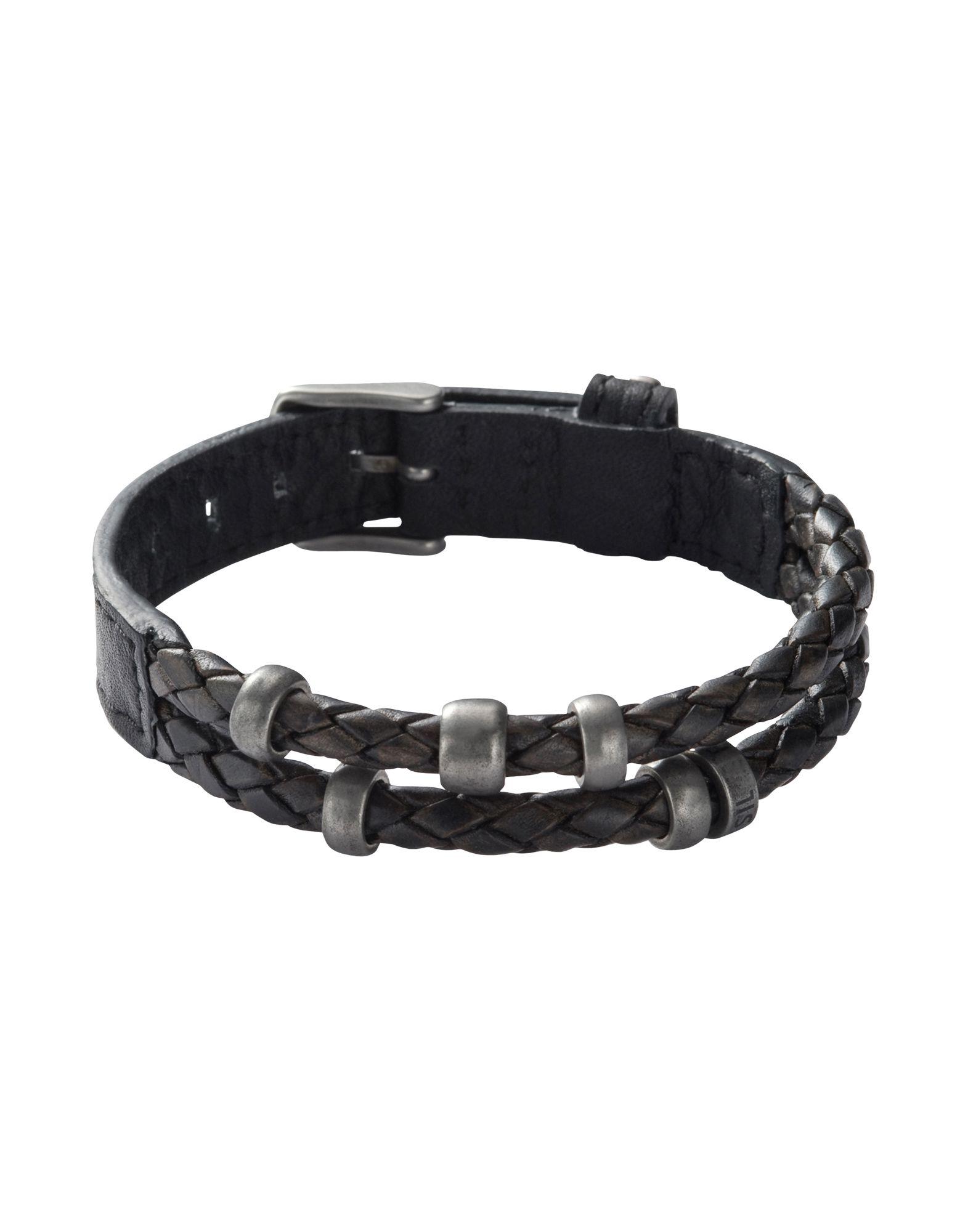 Fossil Leather Bracelet in Black for Men - Lyst