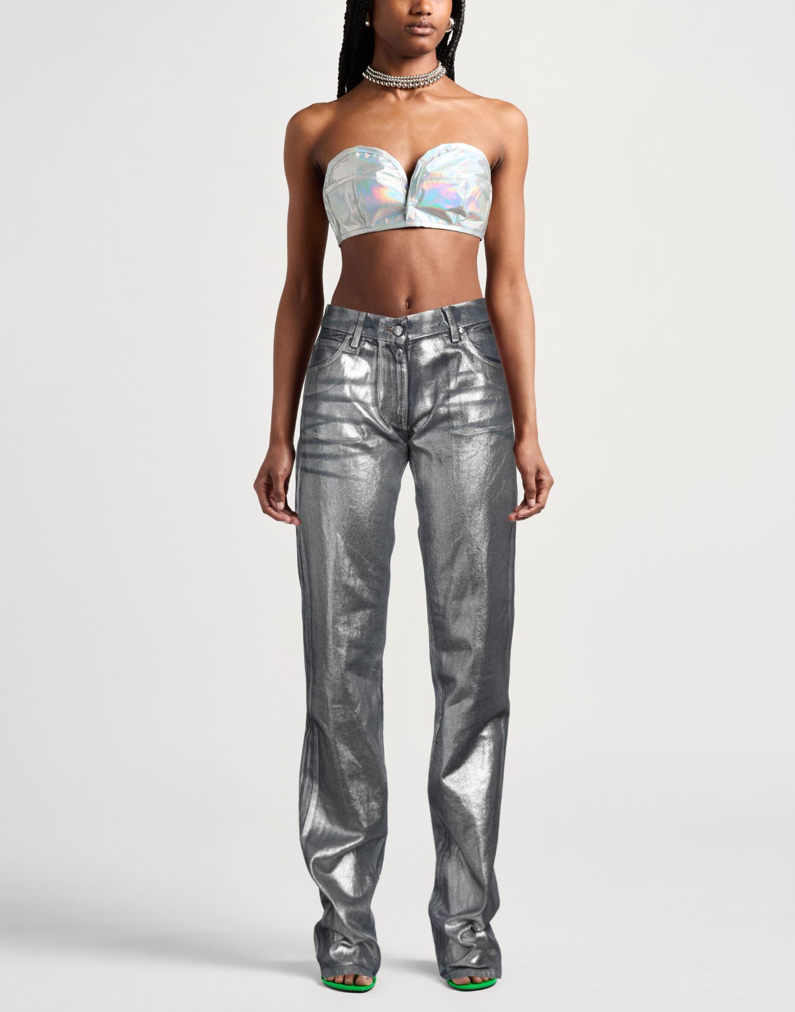 パンツ MSGM Woman Pants Grey 3741MDP13247506 97 MSGM Palazzo Trousers | Grey | FARFETCH