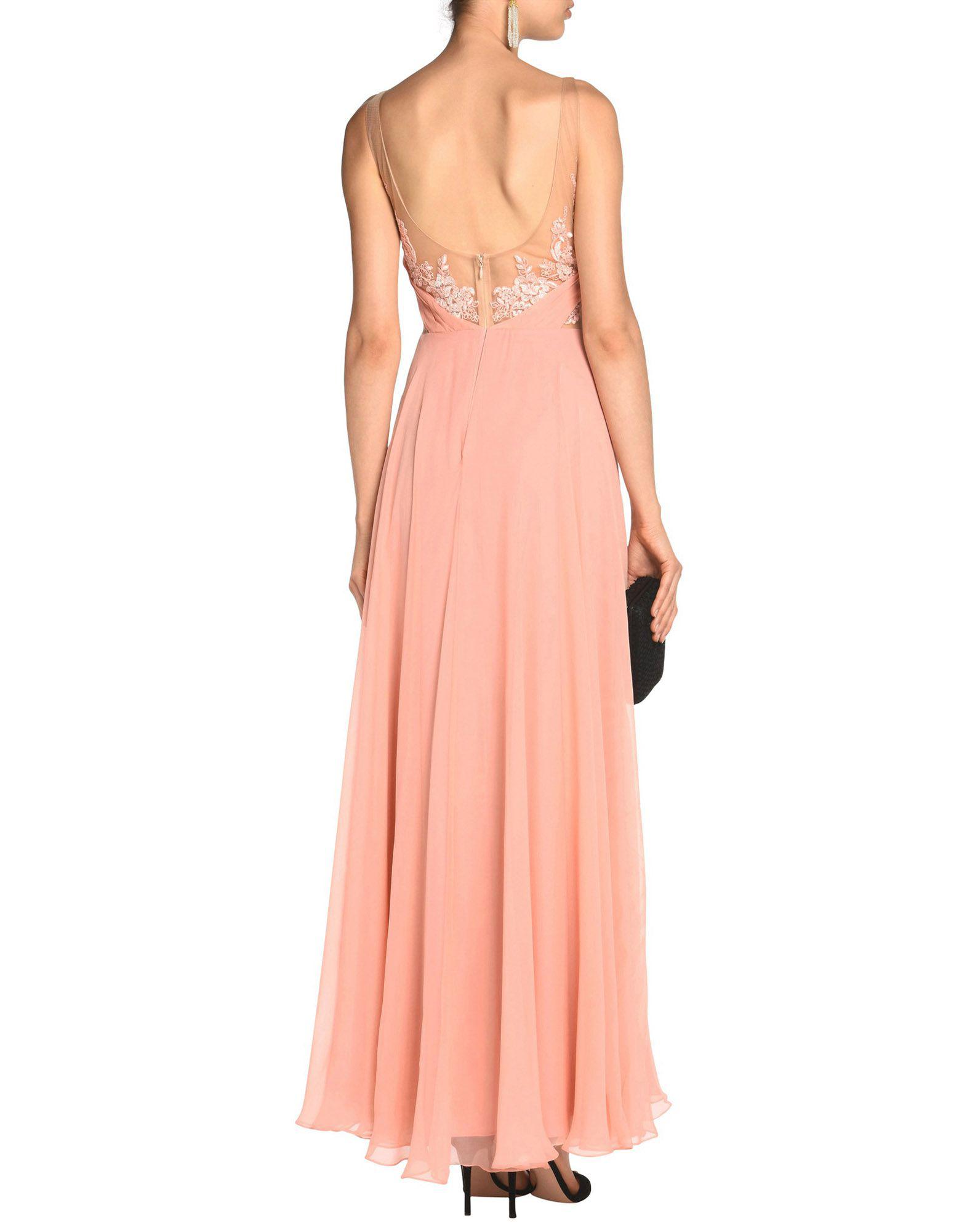 Marchesa notte Tulle Long Dress in Salmon Pink (Pink) - Lyst