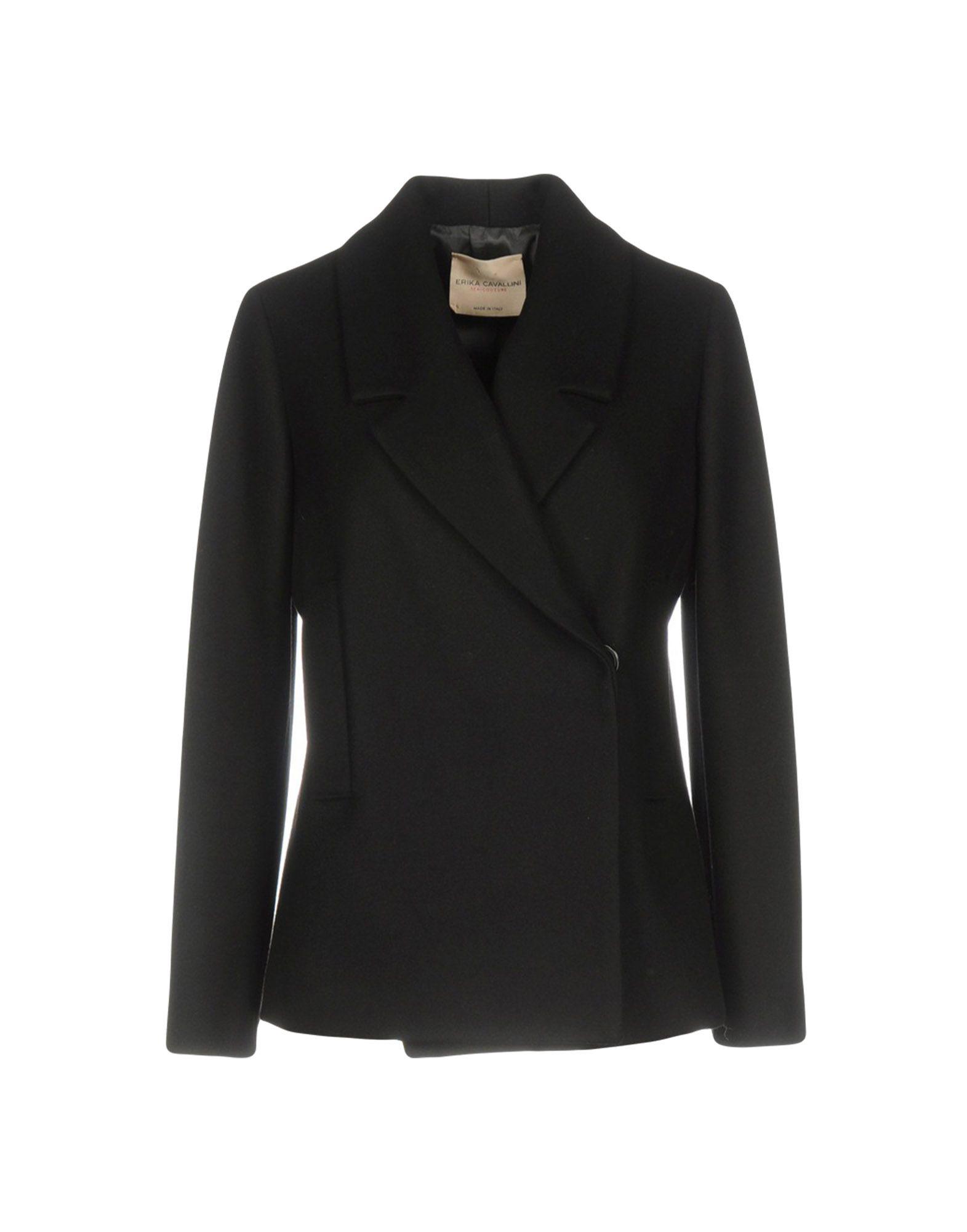 Erika Cavallini Semi Couture Wool Coat in Black - Lyst