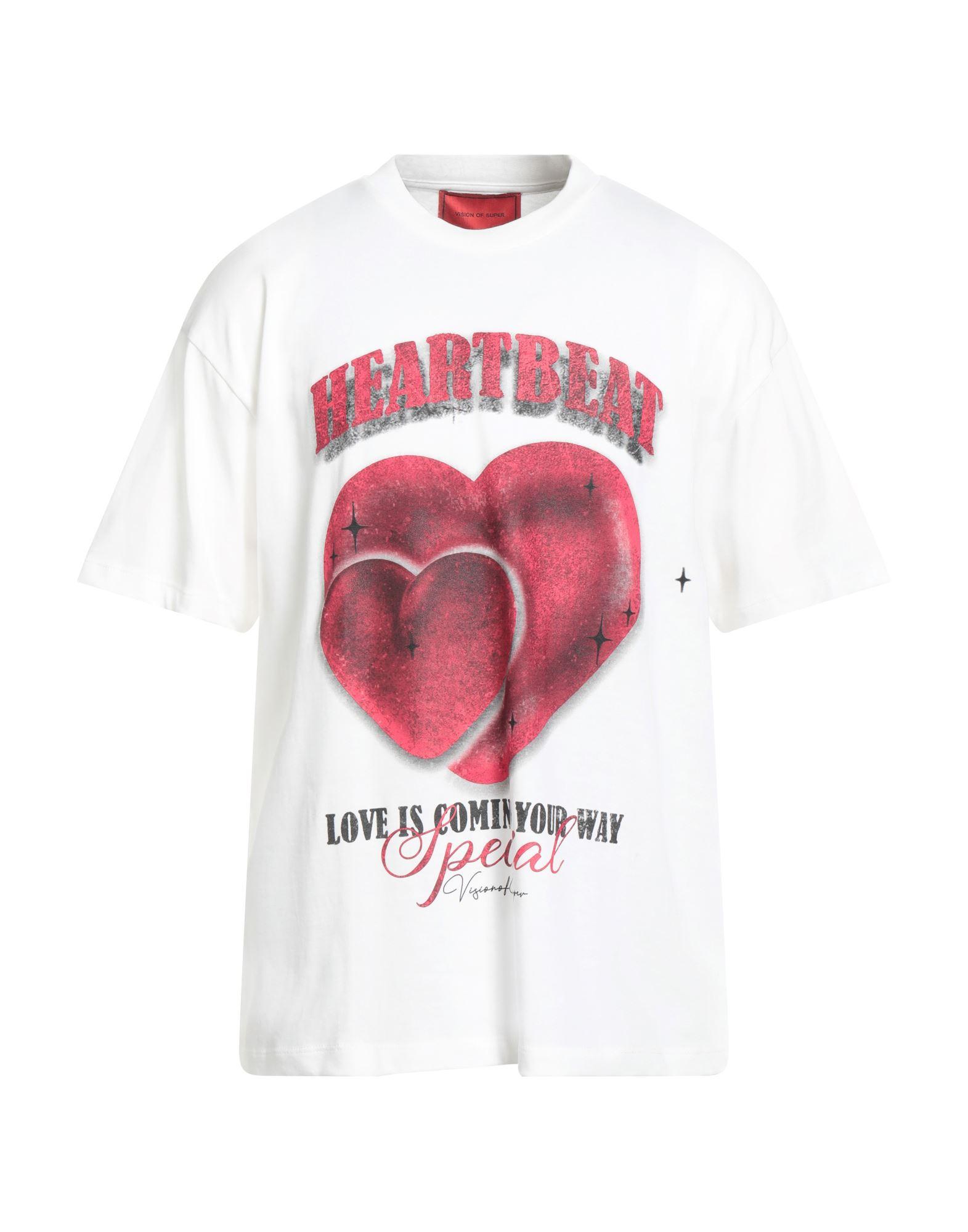Tシャツ・カットソー VISION OF SUPER T-SHIRT WITH EMBROIDERED RED HEART RED T-SHIRT FLAMING HEART | Vision of Super SS24