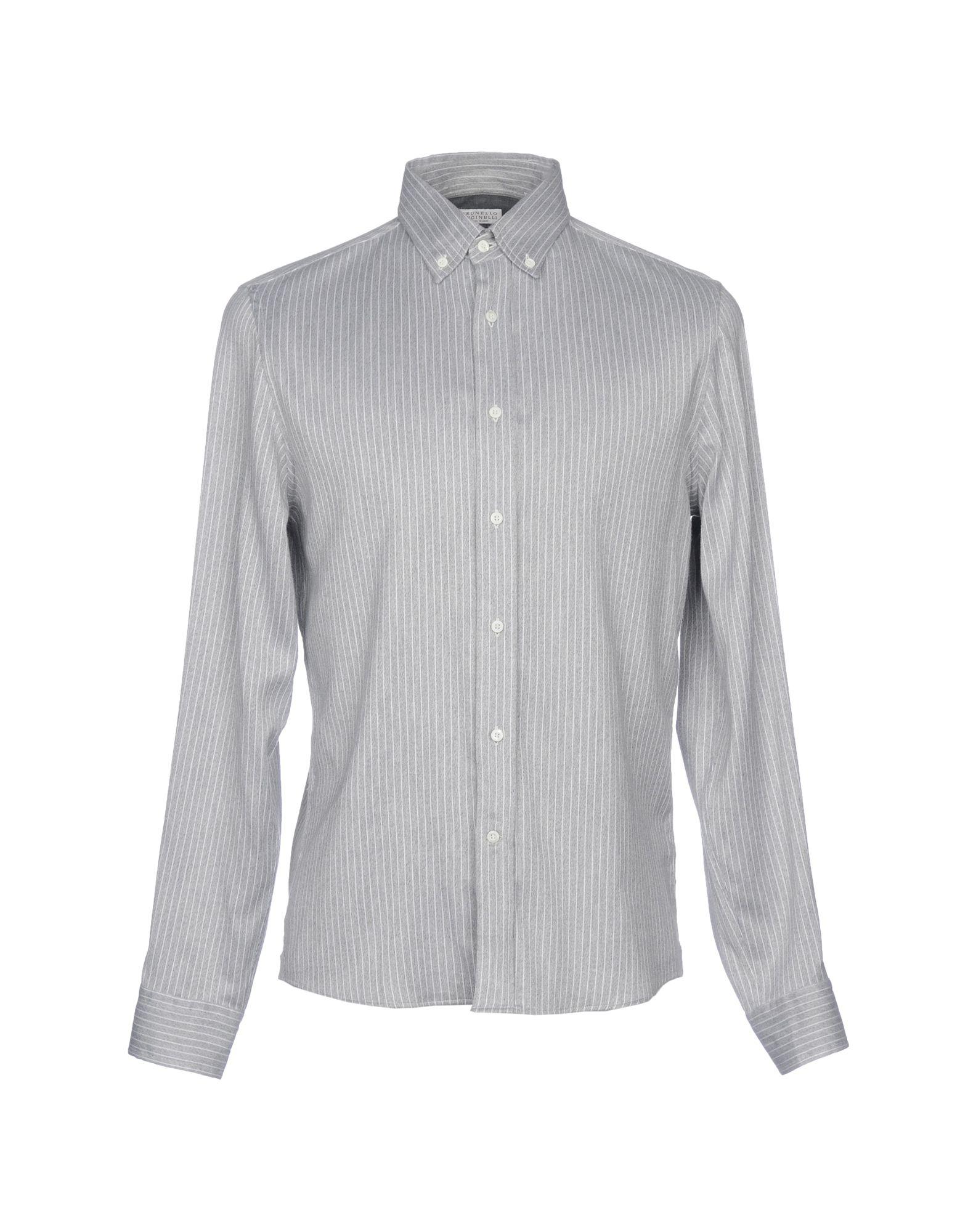 Brunello Cucinelli Cotton Shirt in Grey (Gray) for Men - Lyst