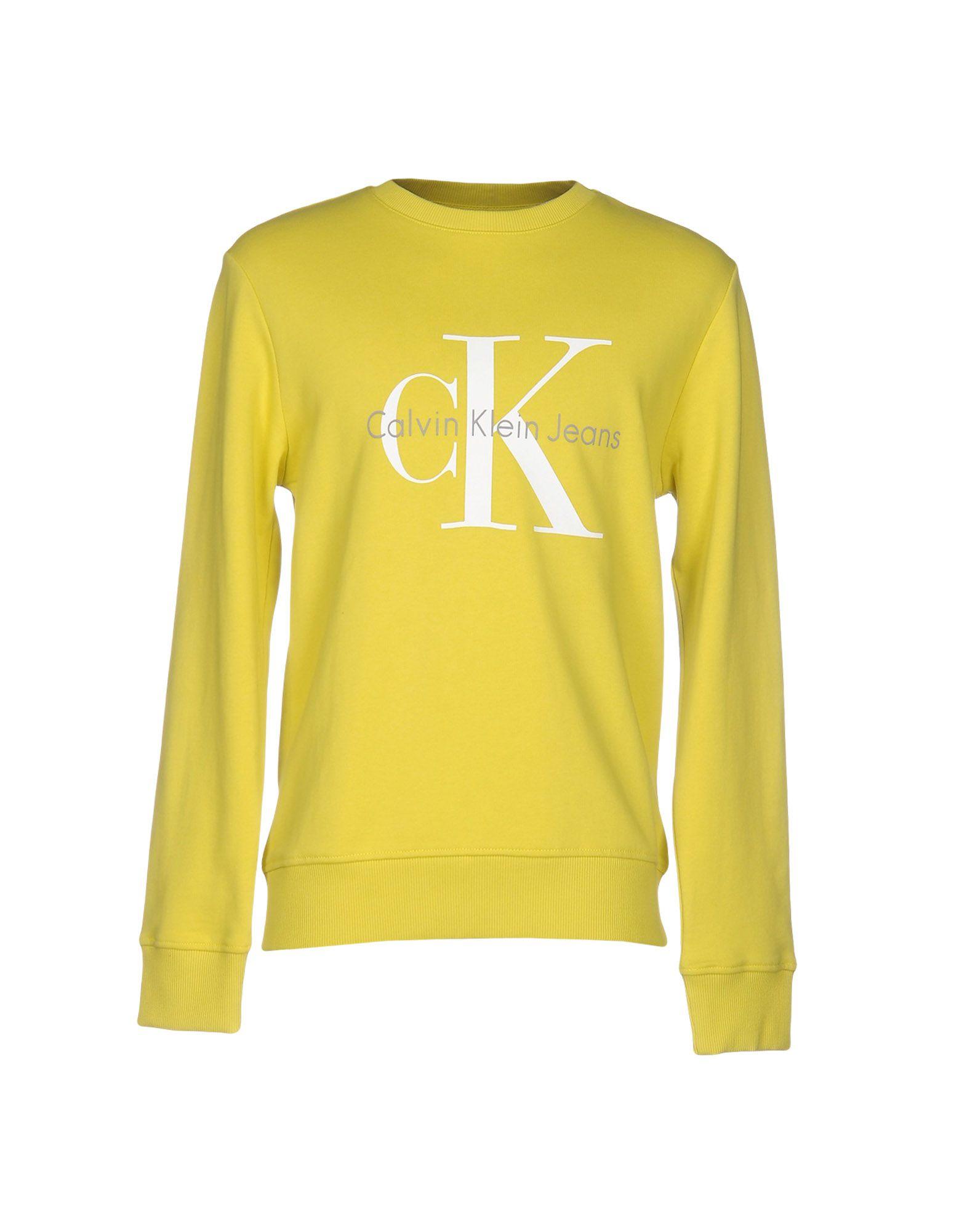 Calvin Klein Cotton Sweatshirt in Yellow for Men | Lyst