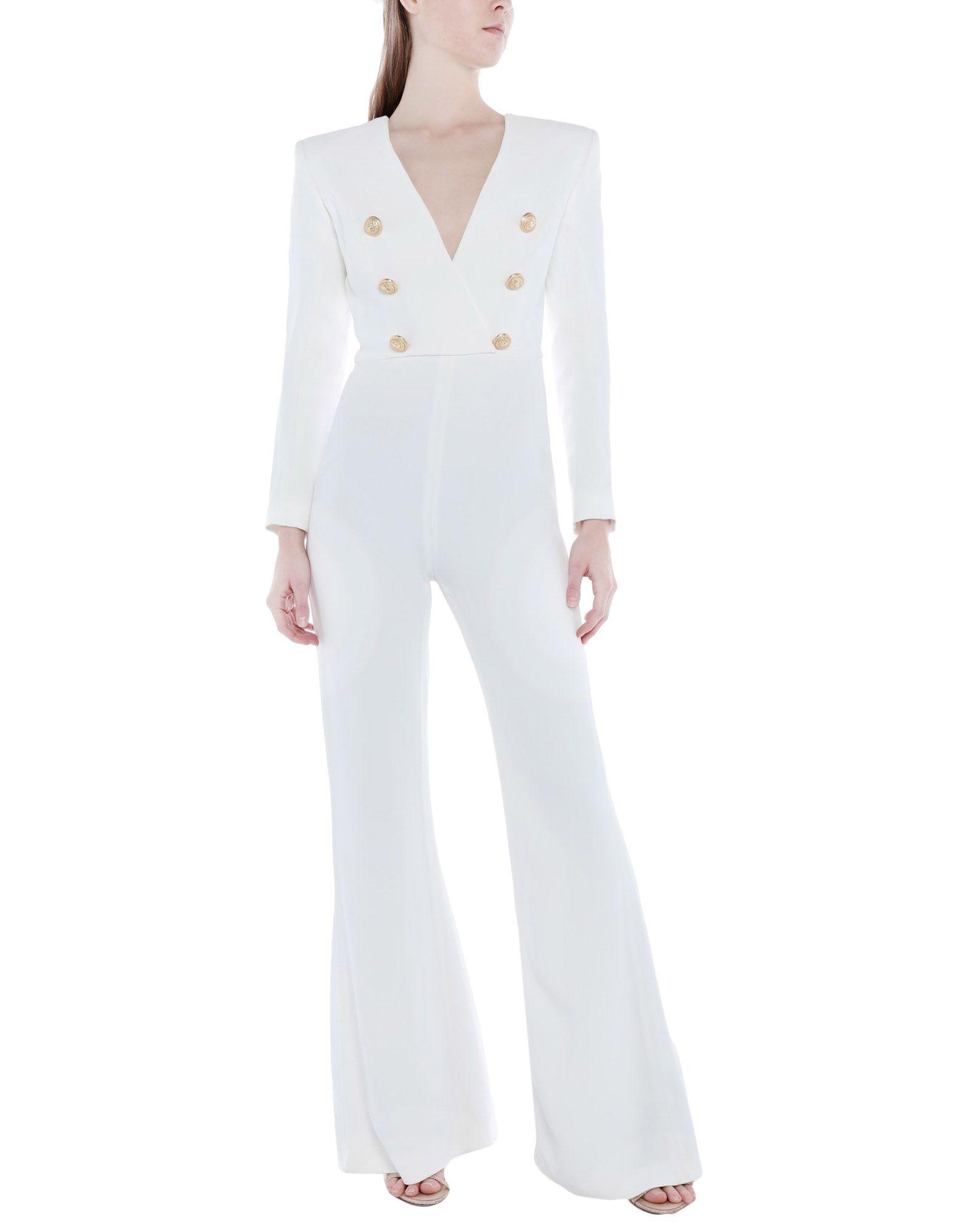 Balmain Tulle Jumpsuit in White - Lyst