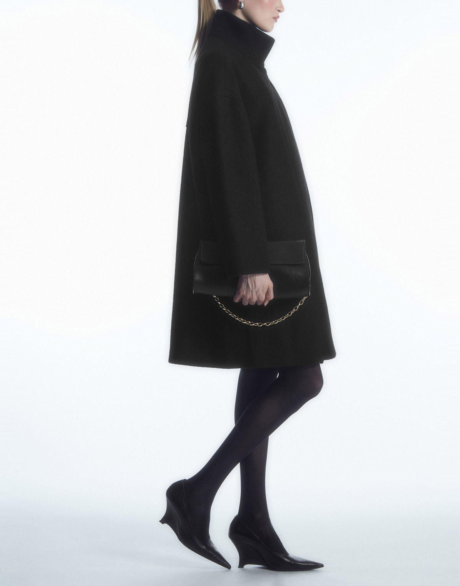 COS Funnel-neck Boiled-wool Coat in Black Lyst UK