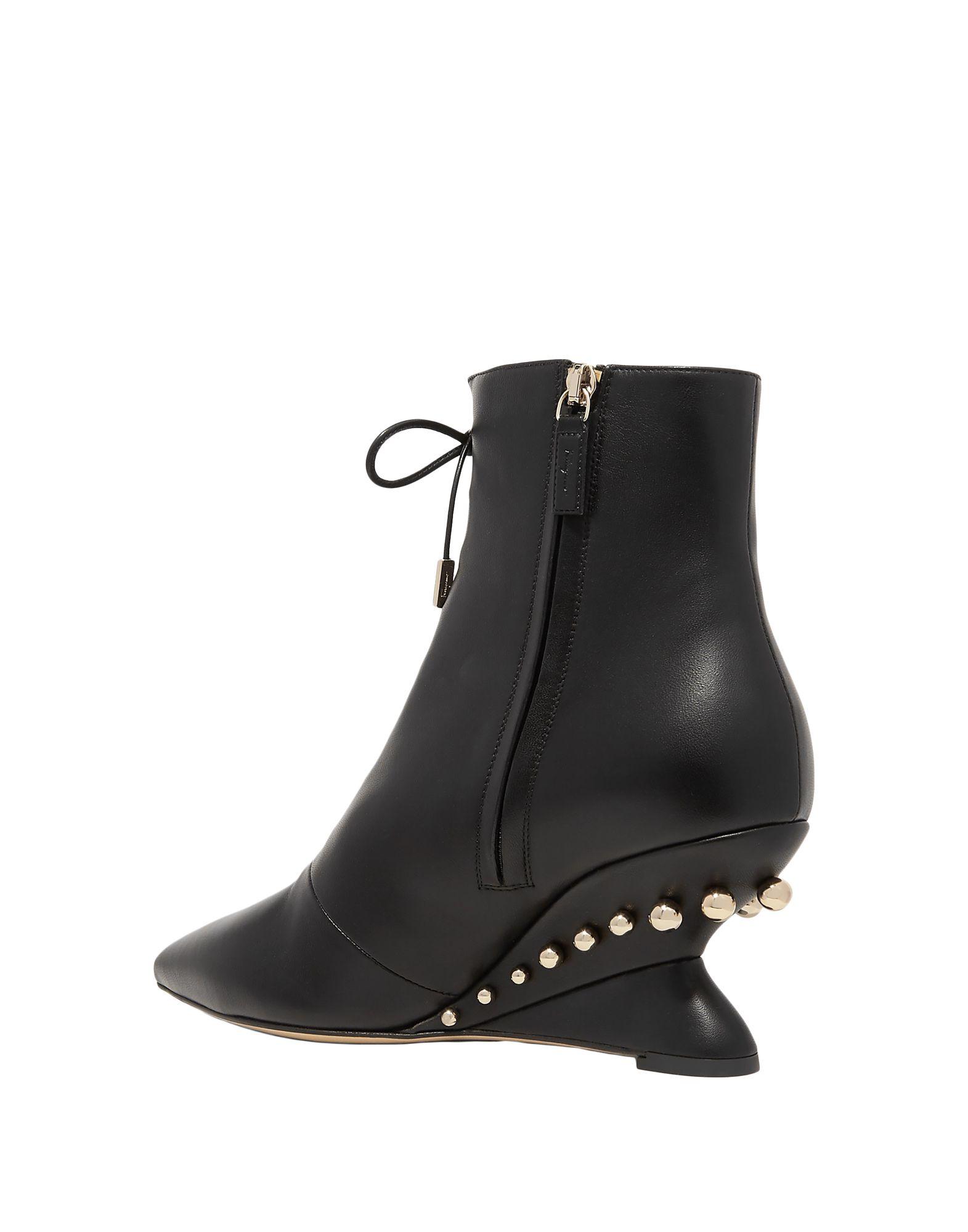 Ferragamo Leather Ankle Boots in Black - Lyst