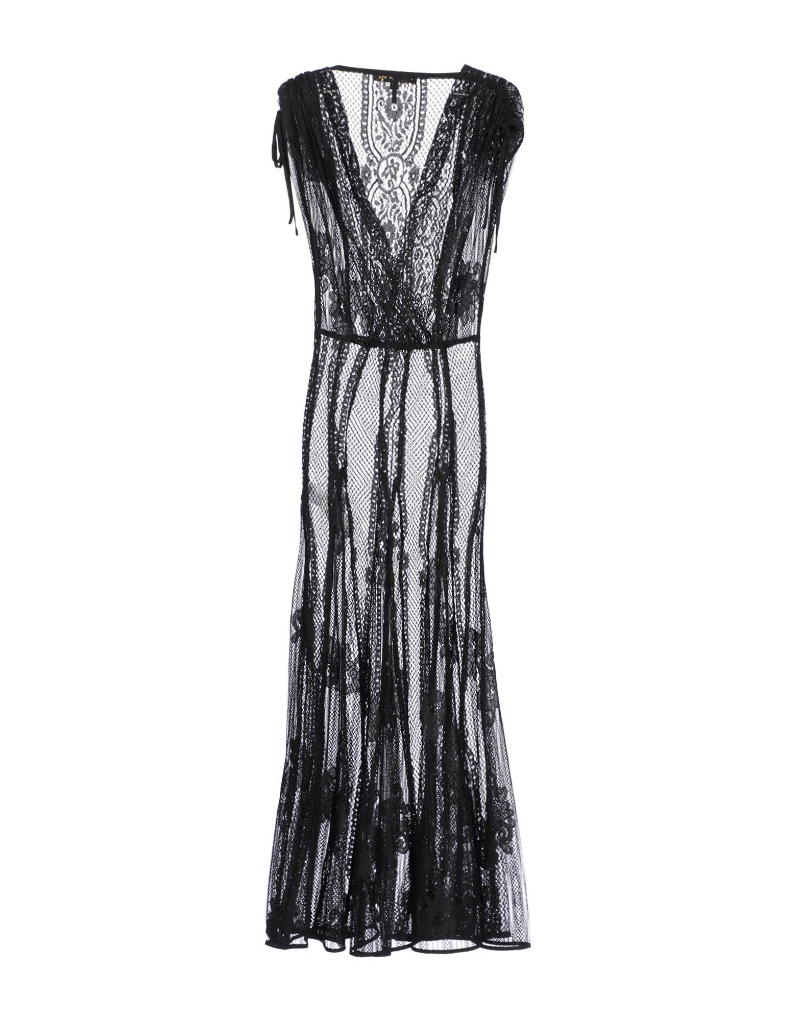 Maje Lace Long Dress in Black - Lyst
