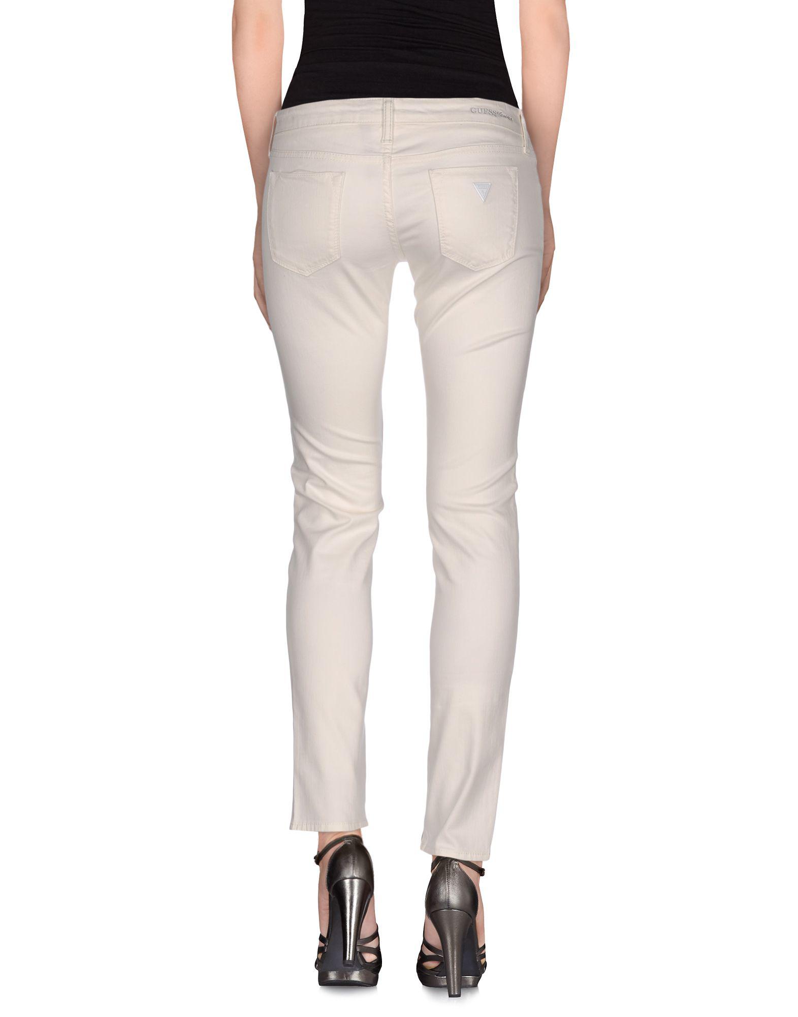 Guess Denim Trousers in White - Lyst