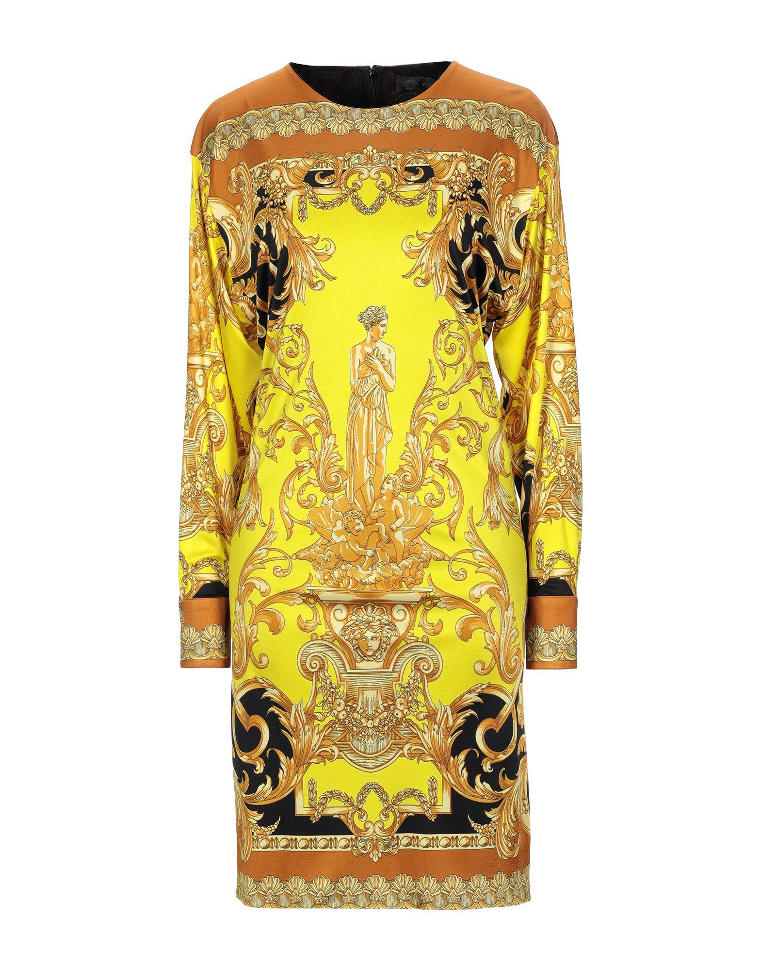 Versace Synthetic Short Dress in Yellow - Lyst