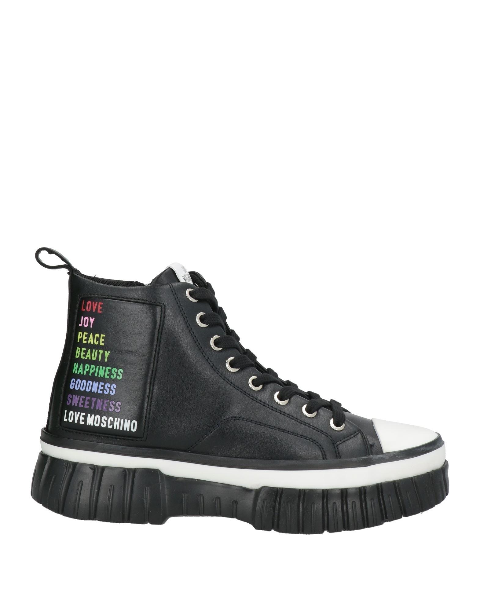 LOVE MOSCHINO ロゴ ピースマーク スノーブーツ 黒 送料関税無料 Love Moschino Faux Fur Moon Boots Love Moschino Logo Detail