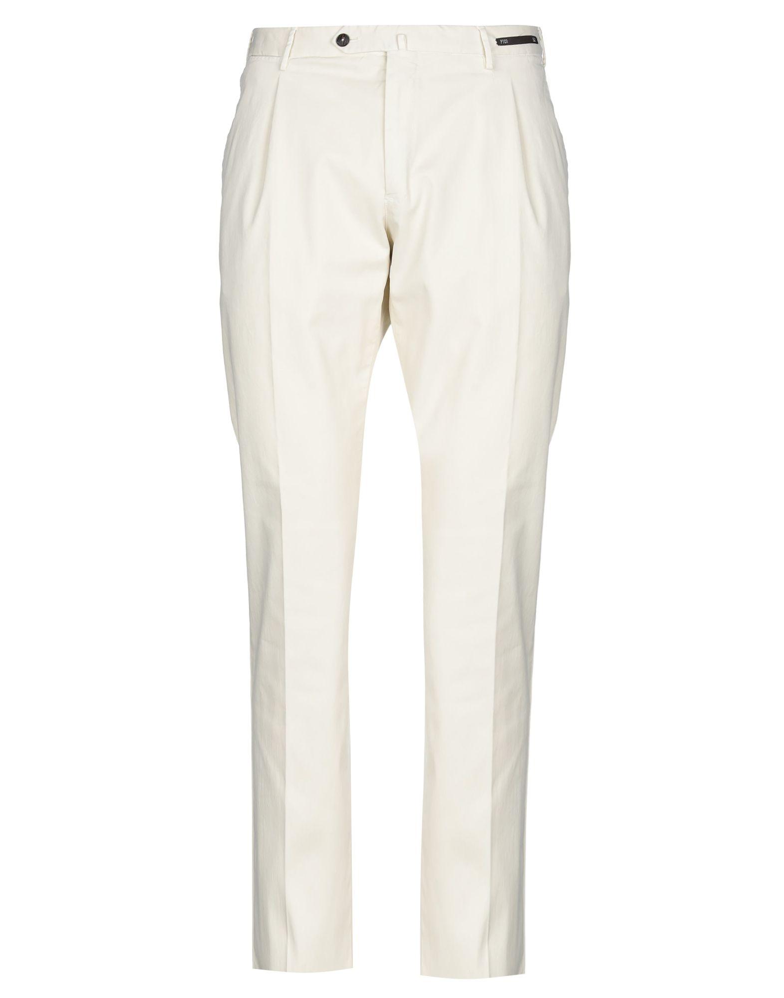 PT01 Cotton Casual Pants in Ivory (White) for Men - Lyst