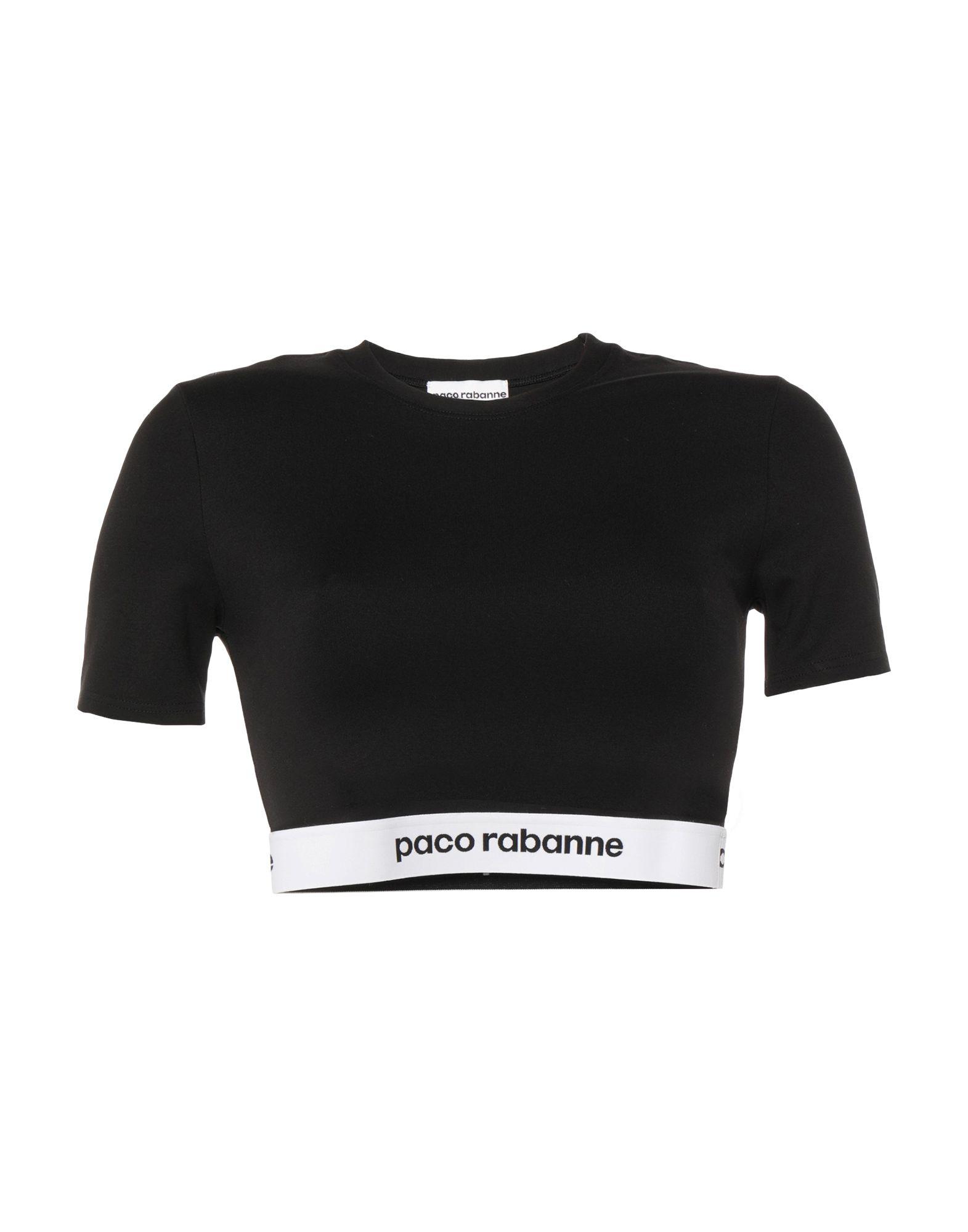 Paco Rabanne Synthetic Logo-waistband Crop Top in Black - Lyst