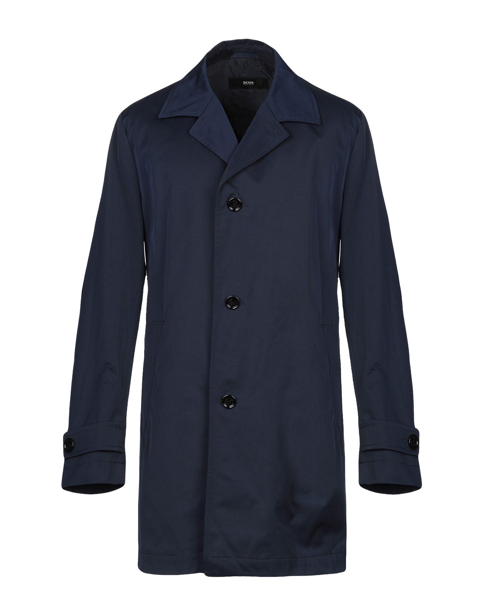 BOSS Synthetic Overcoat in Dark Blue (Blue) for Men - Lyst