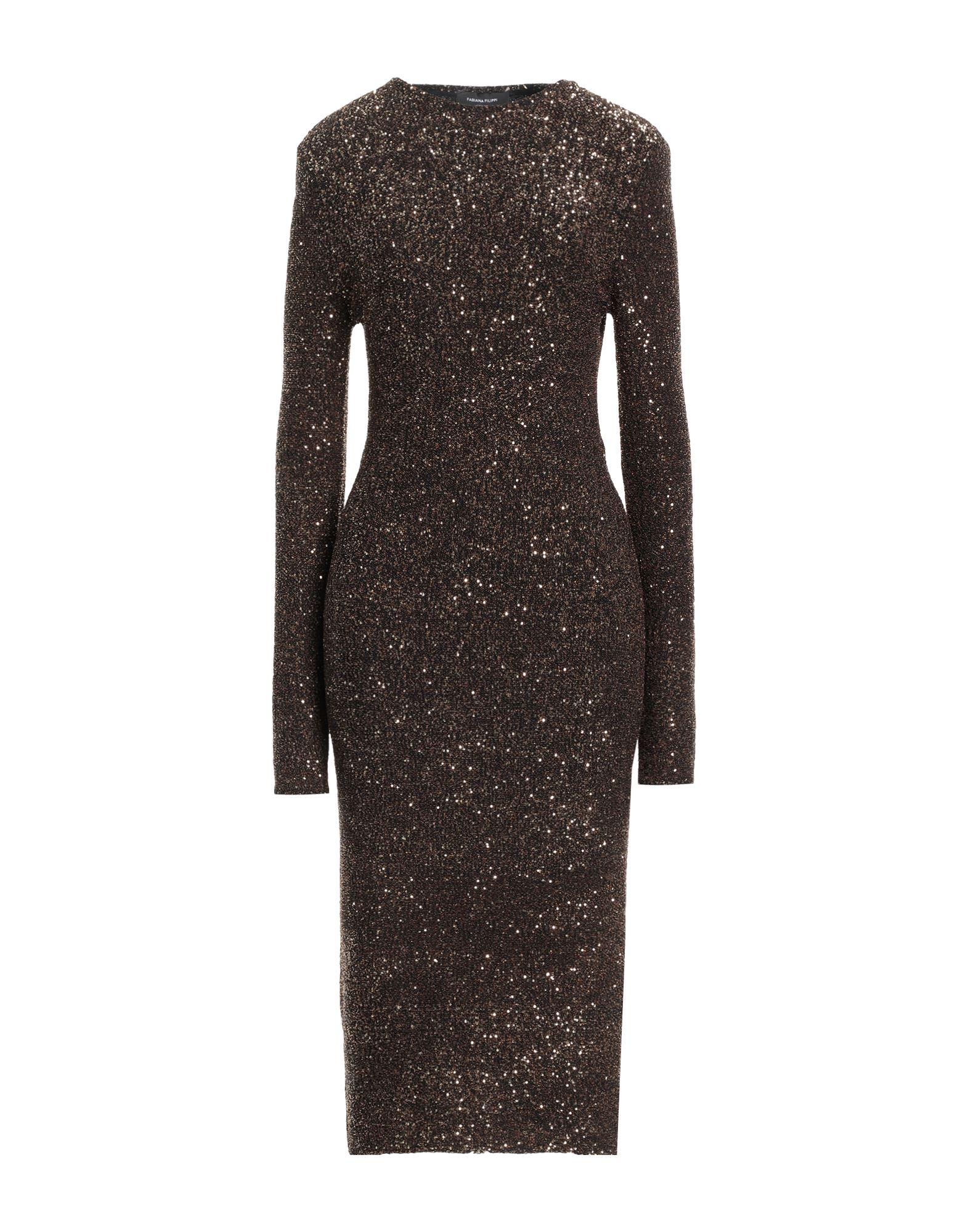 ワンピース FABIANA FILIPPI Fabiana Filippi Virgin Wool Midi Dress Fabiana Filippi FABIANA FILIPPI GREY STONE VIRGIN WOOL DRESS