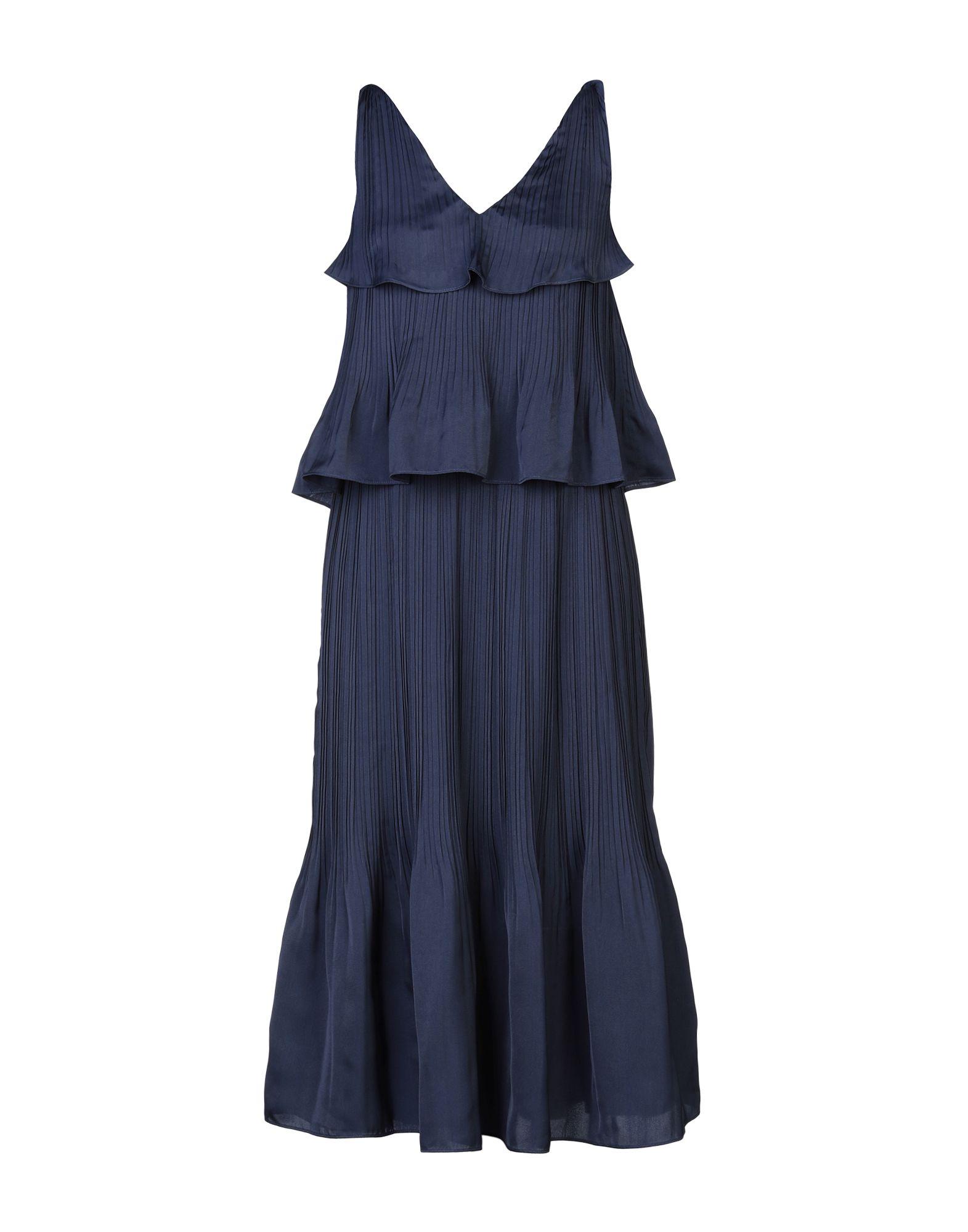 Maje Satin 3/4 Length Dress in Dark Blue (Blue) Lyst