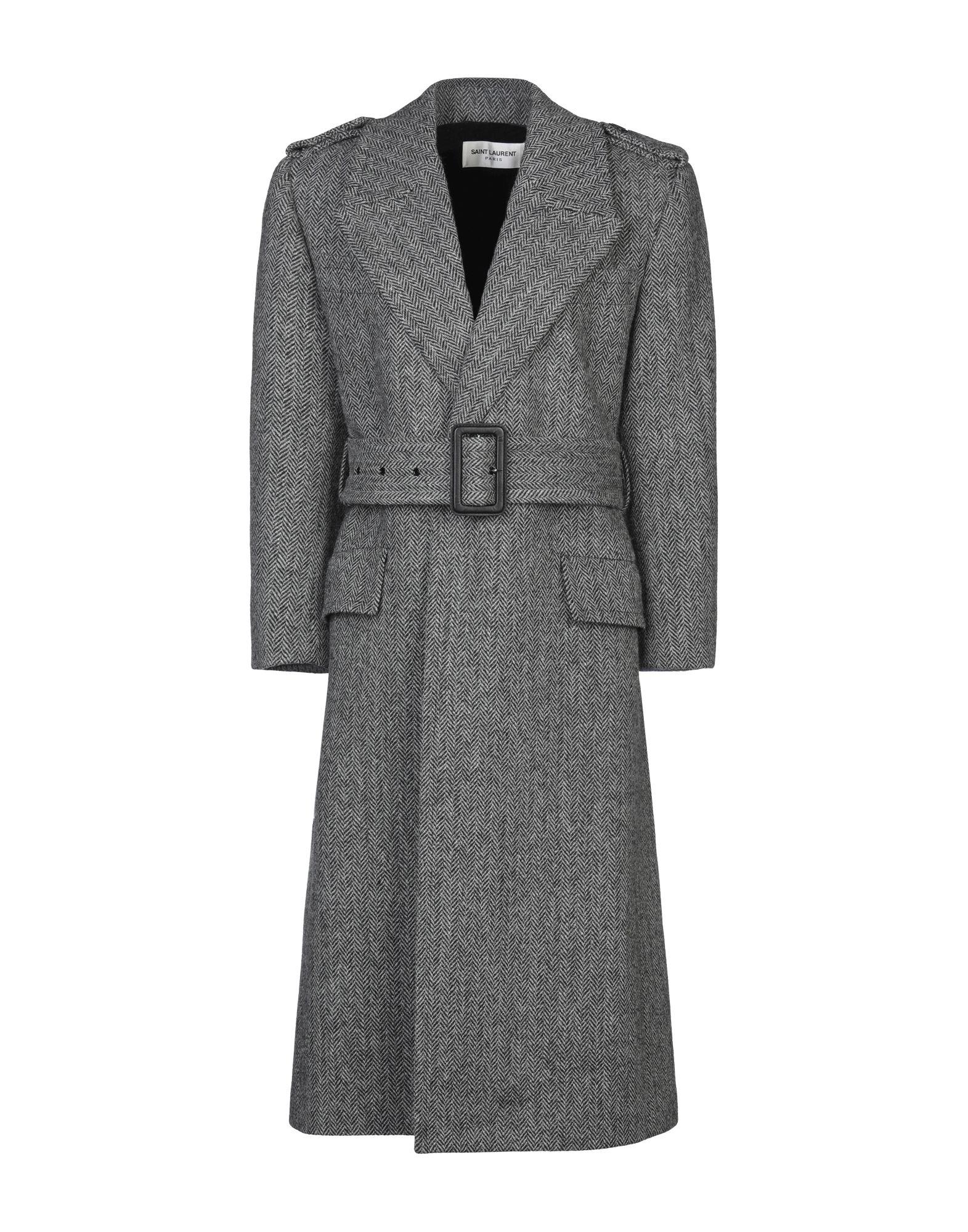 Saint Laurent Wool Coat in Black - Lyst