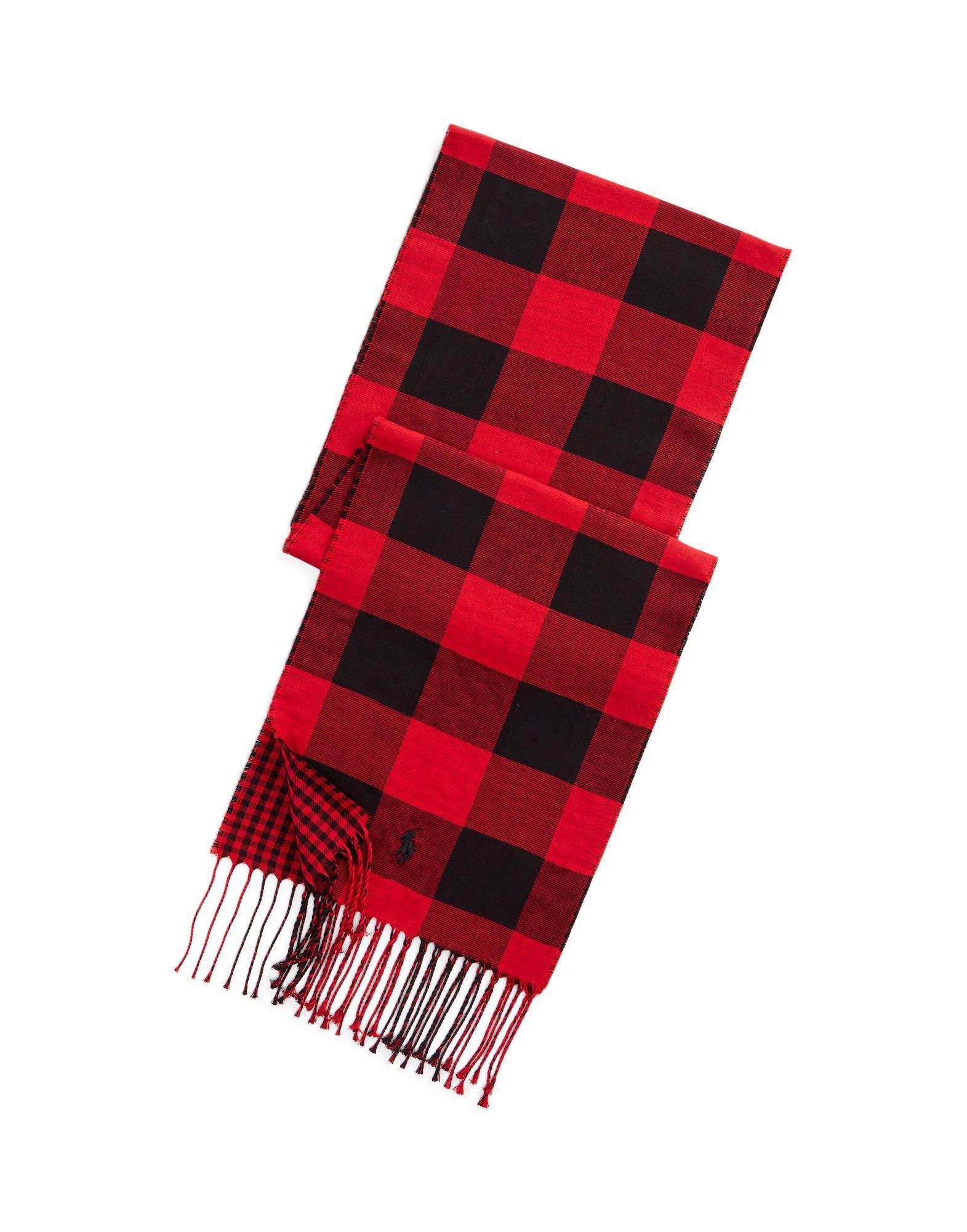 Polo Ralph Lauren Reversible Checked Brushed Cotton Scarf in Red for Men |  Lyst