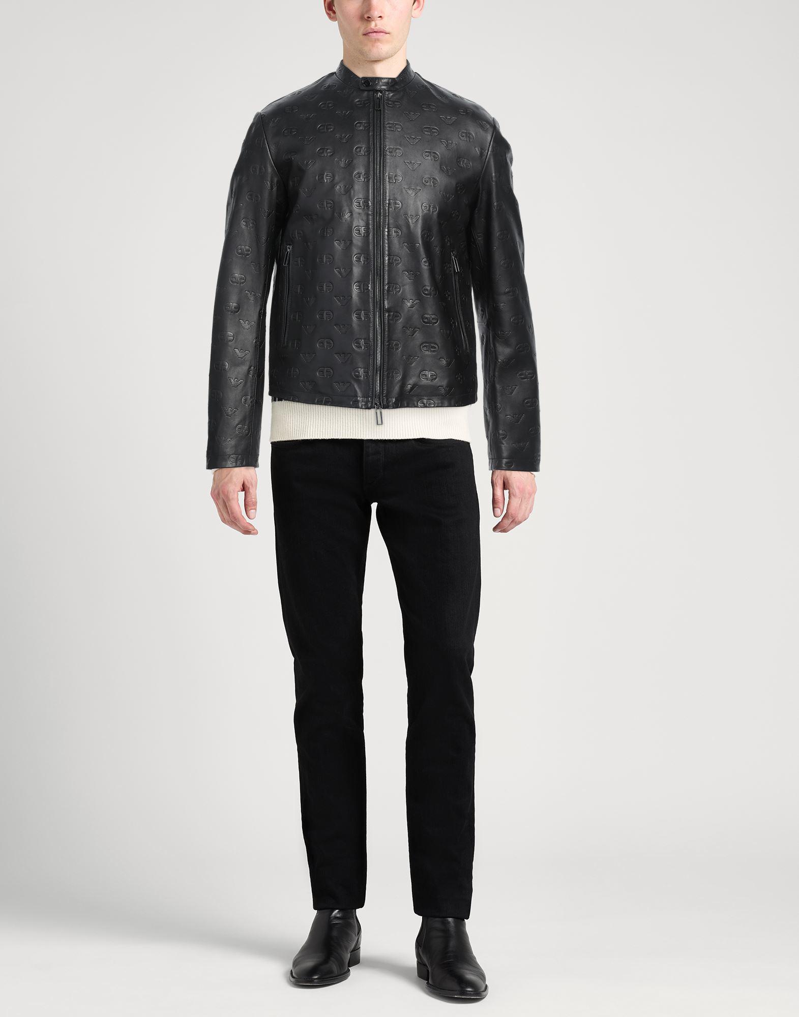 Cazadora de cuero Emporio Armani de hombre Rebajas en línea