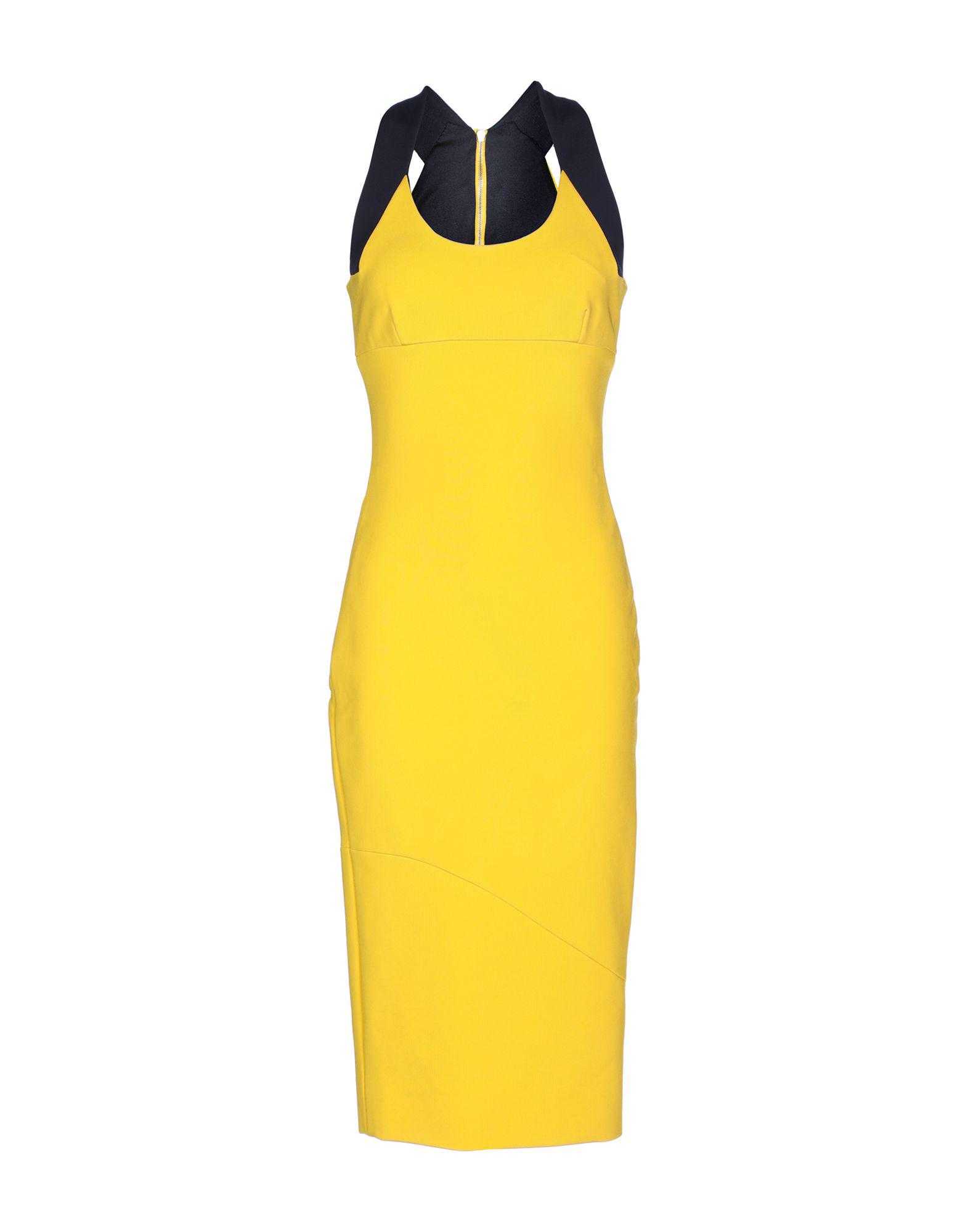 Victoria Beckham Synthetic Knee-length Dress in Yellow - Lyst