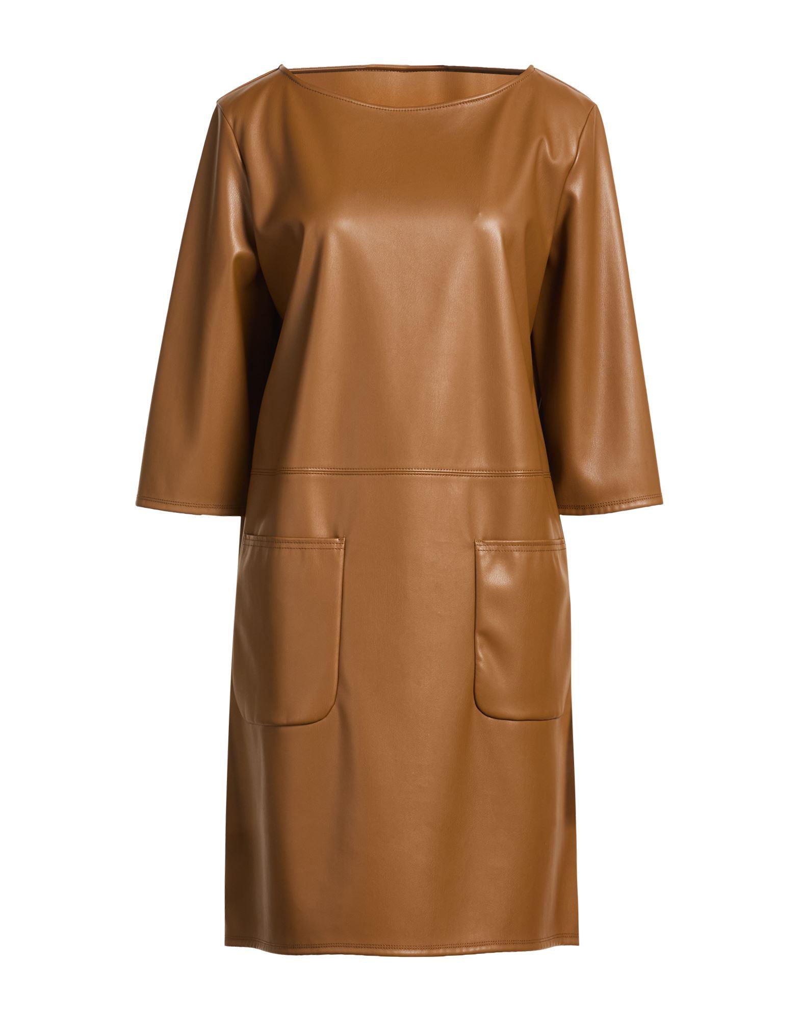 max mara leather dress MM by Max Mara Hidesia Faux Leather Dress in Brown