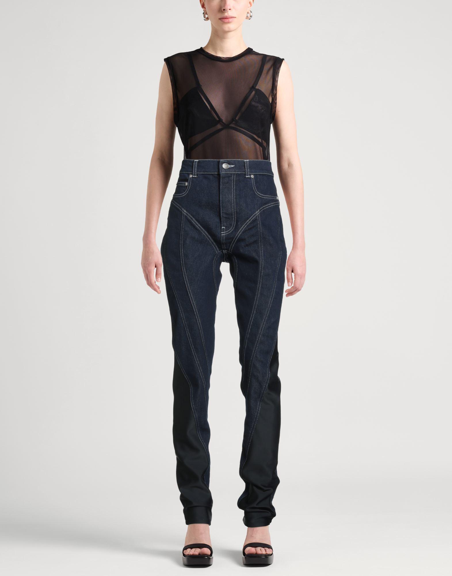 [Mugler] ミュグレー デニムジーンズ Denim Jeans belted wide-leg raw denim jeans | MUGLER Official Website