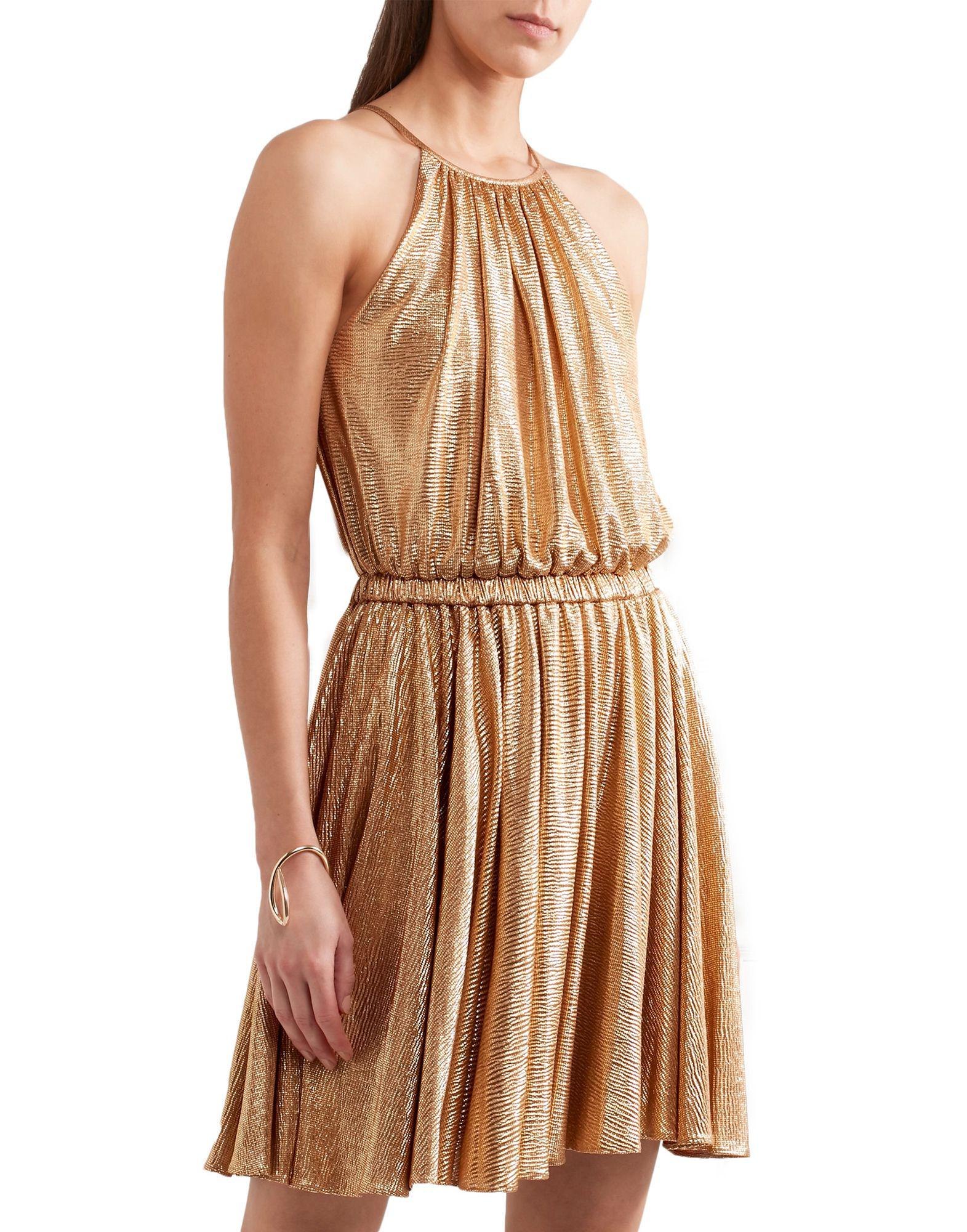 Halston Kneelength Dress in Gold (Metallic) Lyst