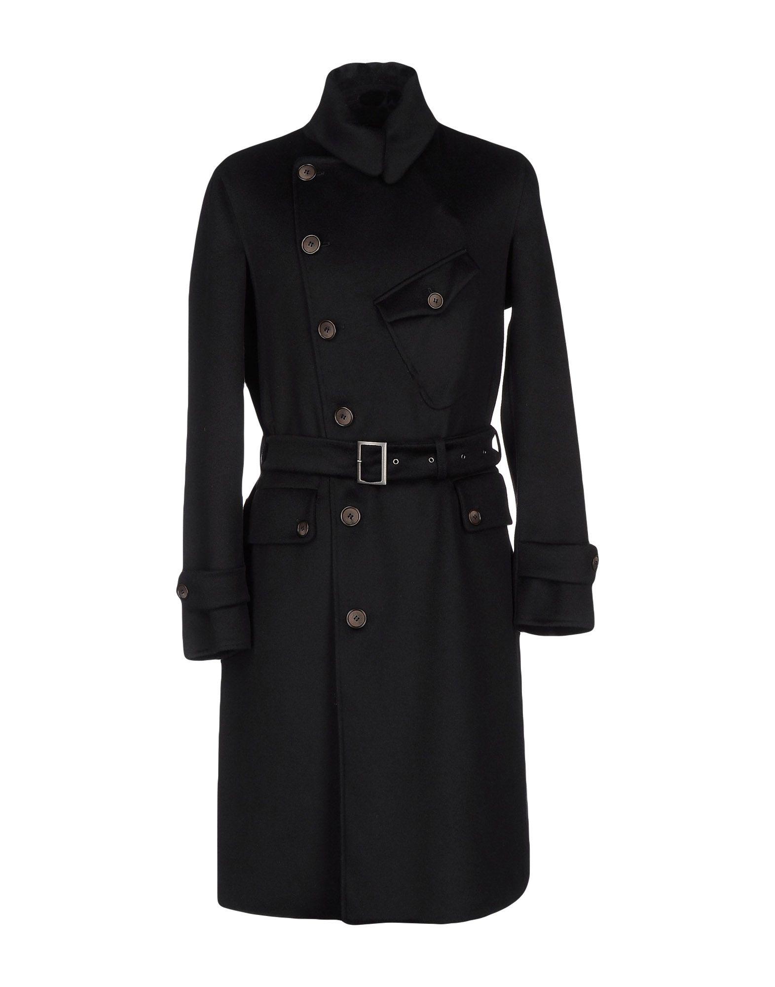 Giorgio Armani Flannel Overcoat in Black for Men - Lyst