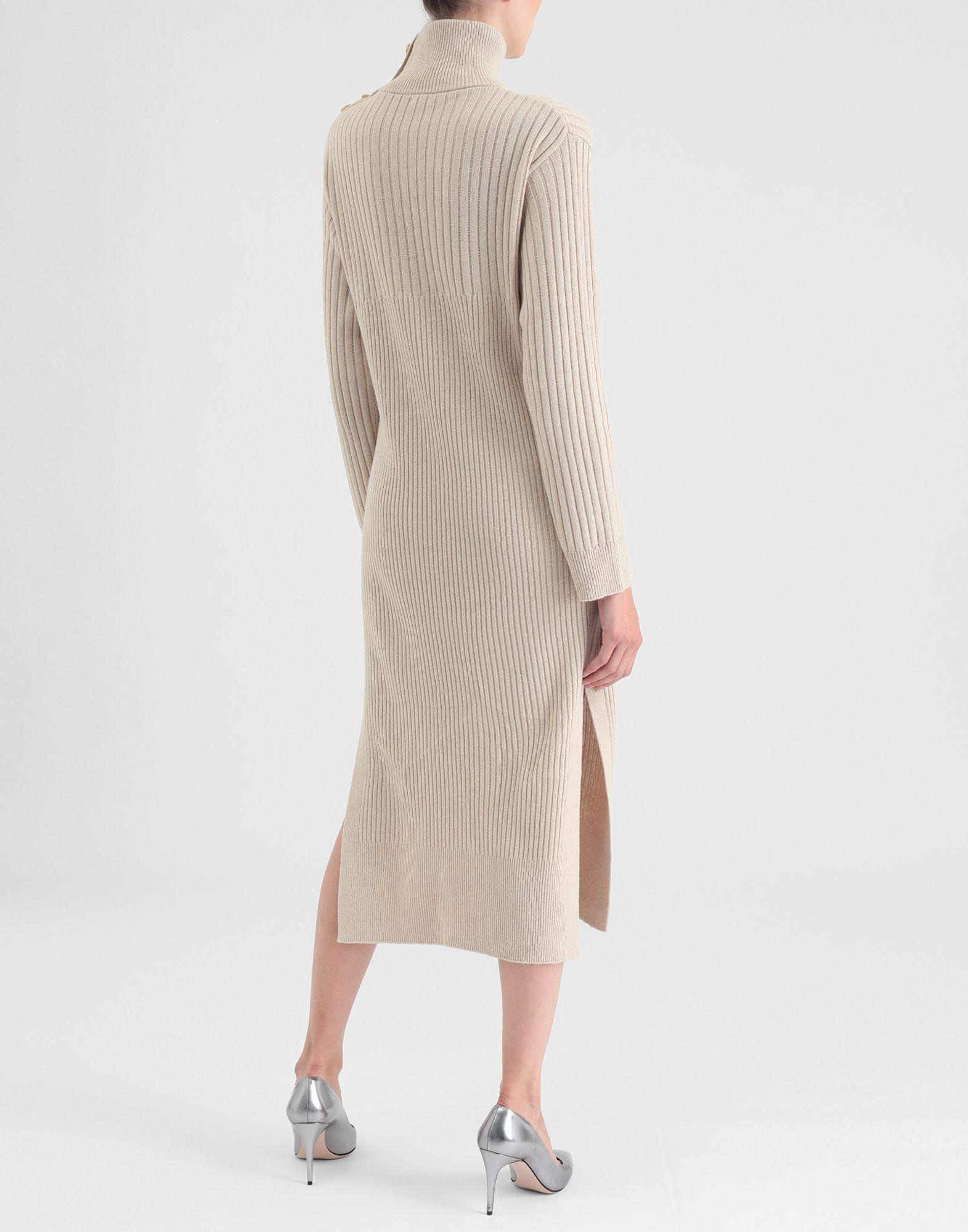 See By Chloé Wool 3/4 Length Dress in Beige (Natural) - Lyst