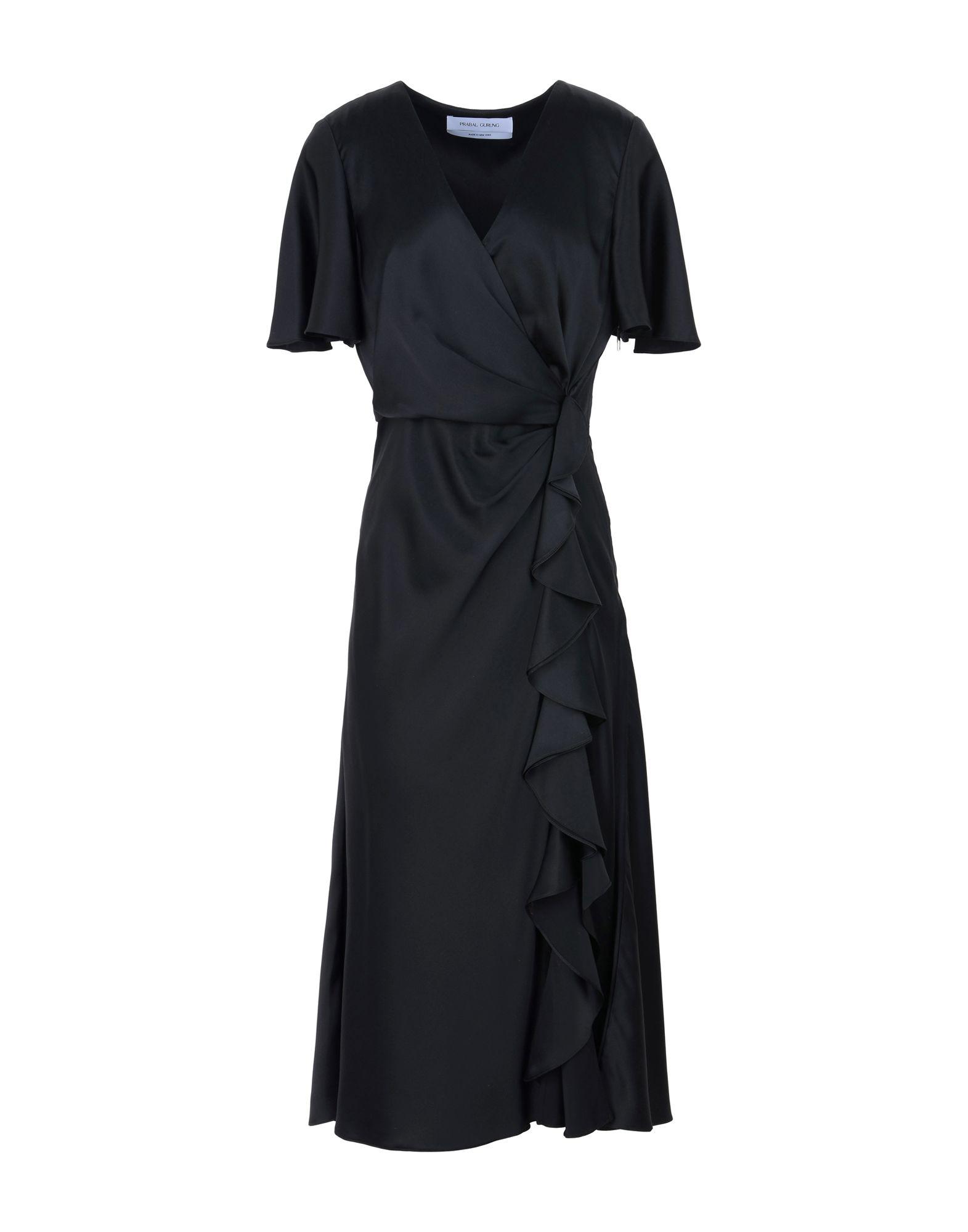 Prabal Gurung Silk 3/4 Length Dress in Black - Lyst