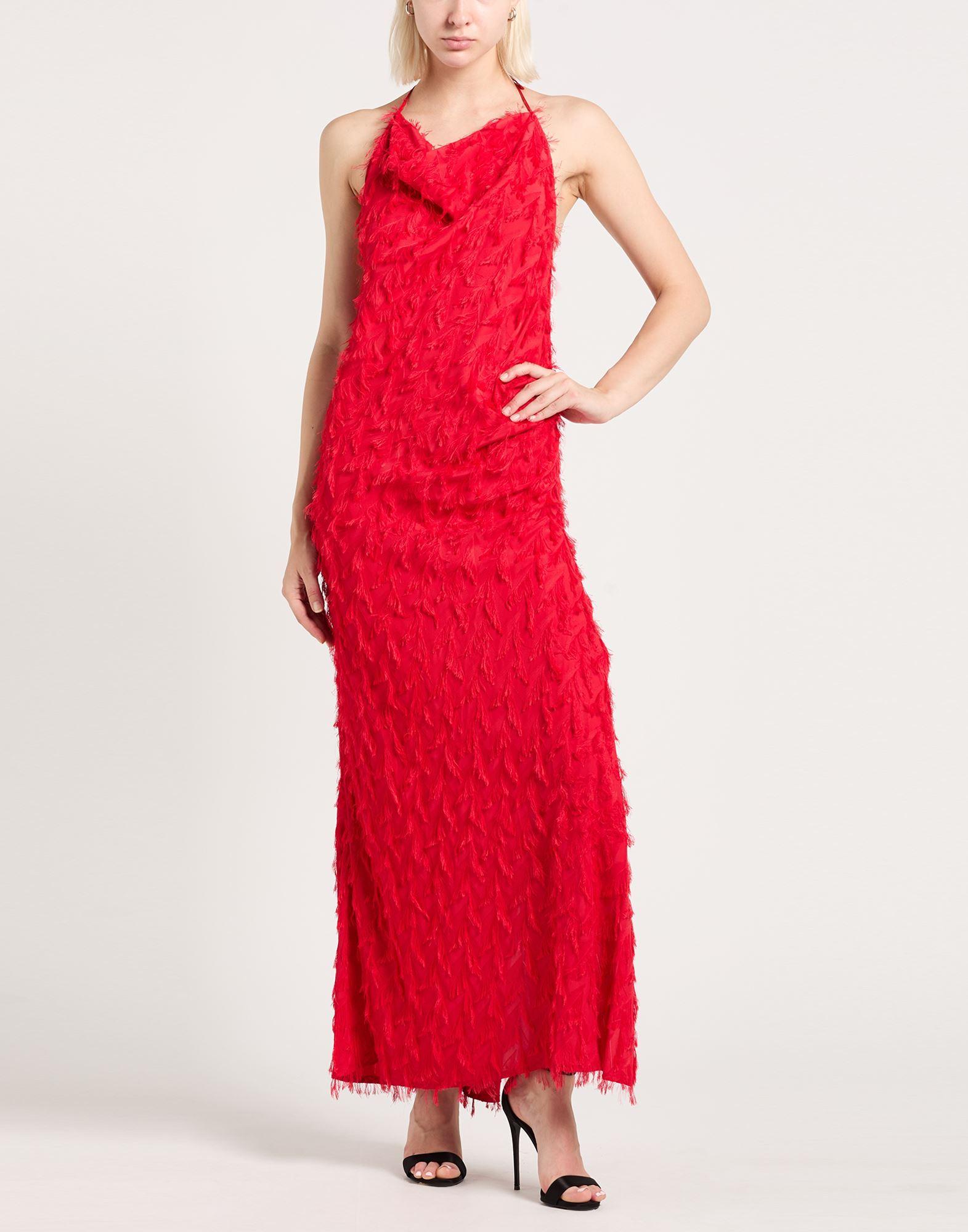 msgm red dress MSGM Floral long-sleeve Dress | Red