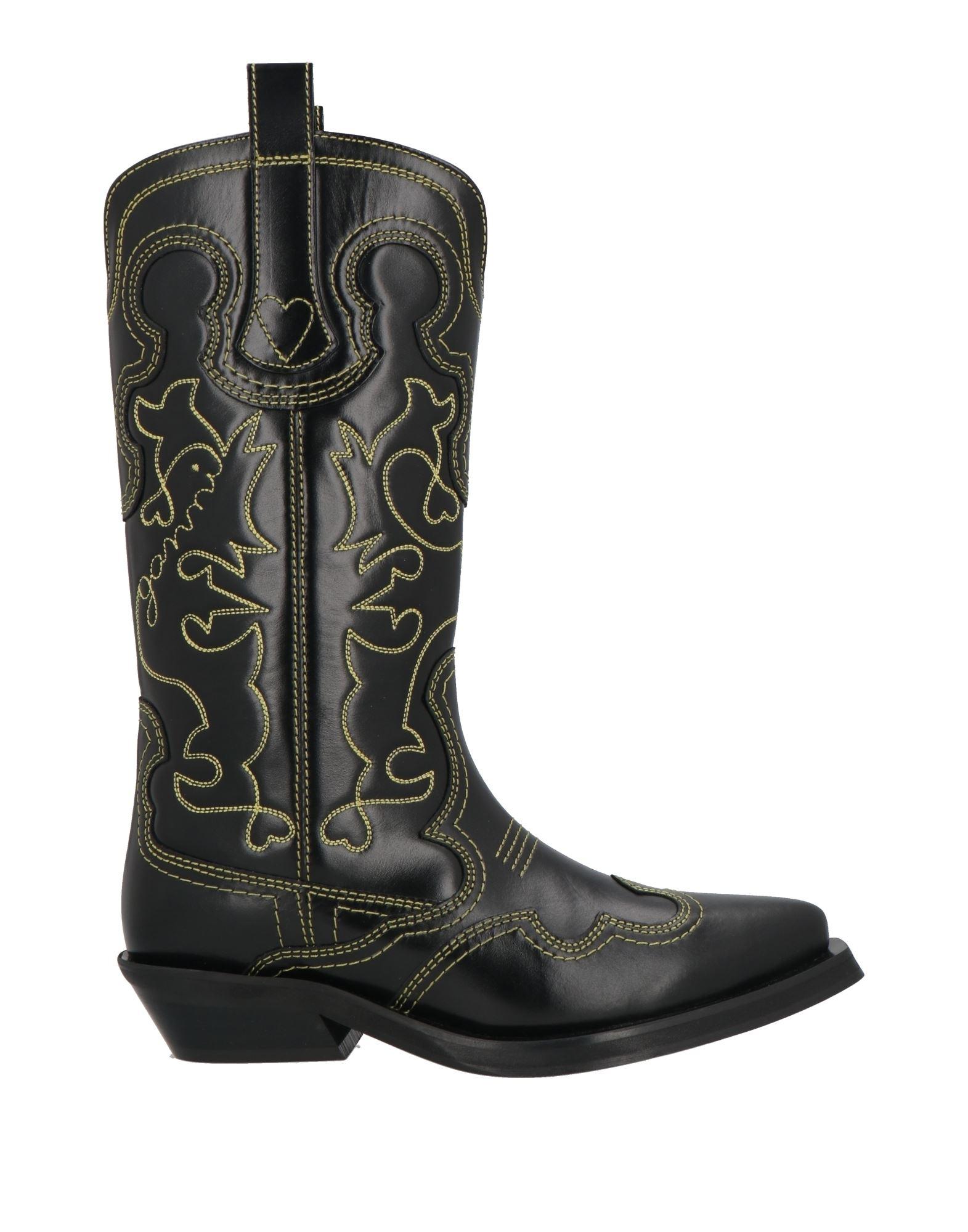 ブーツその他 Mid Shaft Western Boots - Ganni - Synthetic - Silver Silver Silver Mid Shaft Embroidered Western Boots | GANNI US