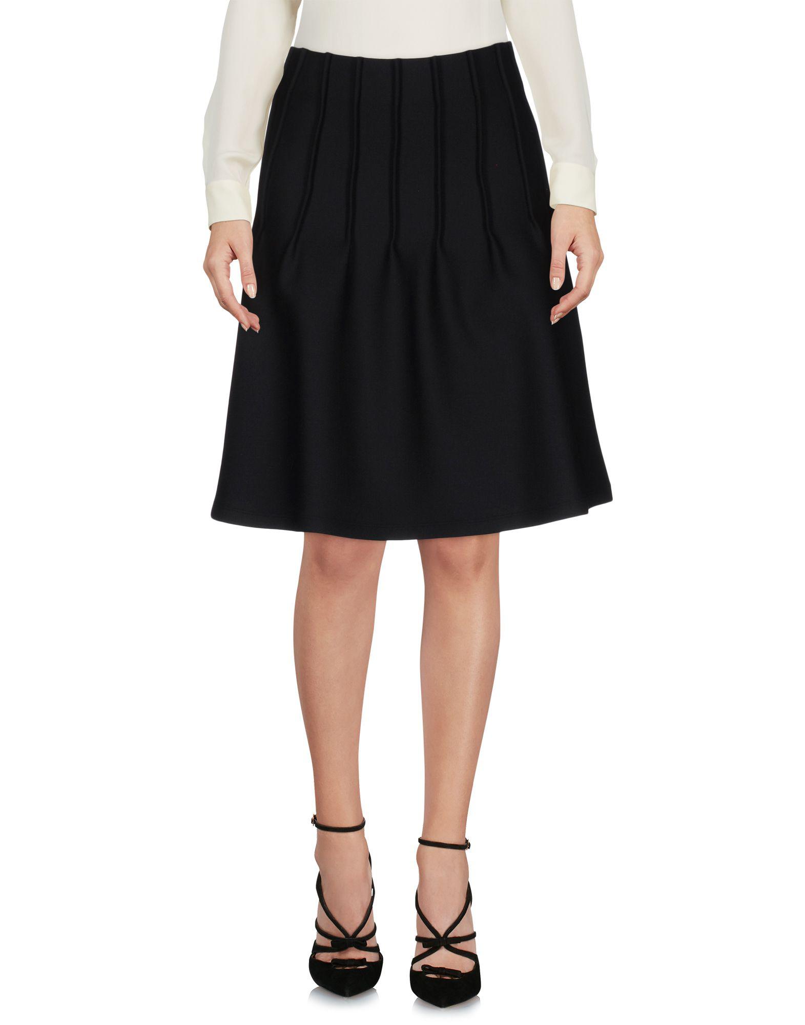 Jil Sander Navy Synthetic Knee Length Skirt in Black - Lyst