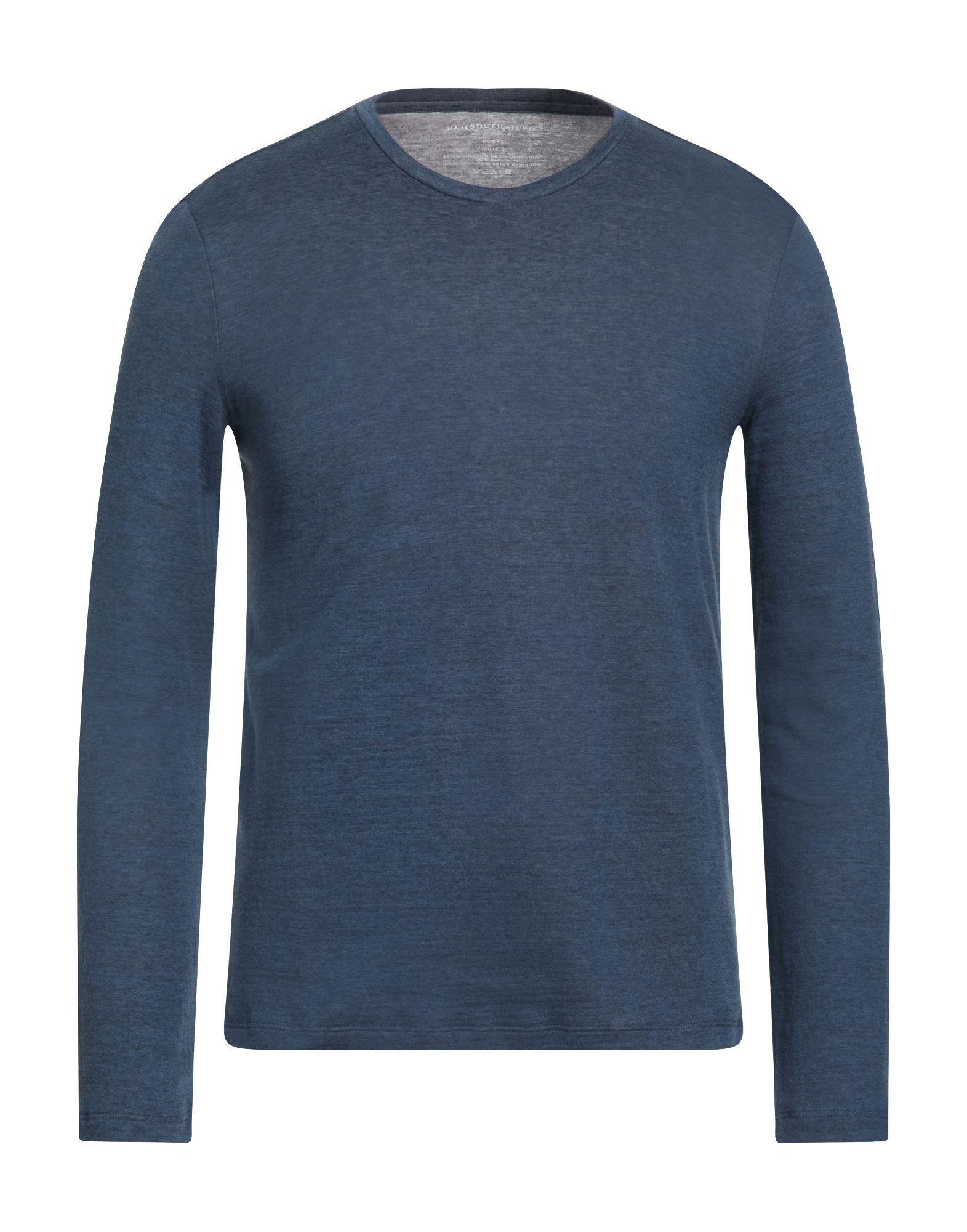 T-Shirt à Manches Longues MAJESTIC HOMME - Coupe Slim, Bleu, 94% Coton - Neuf Avec étiquettes