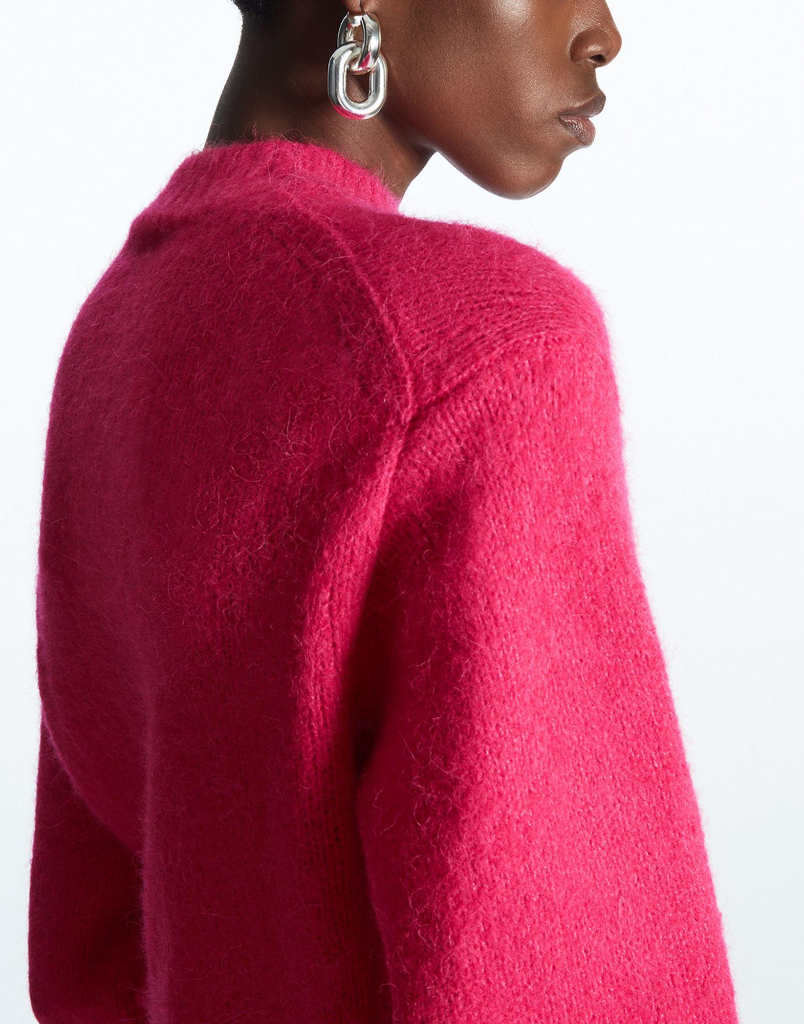 COS Cropped Alpaca-blend Mock-neck Sweater in Pink | Lyst