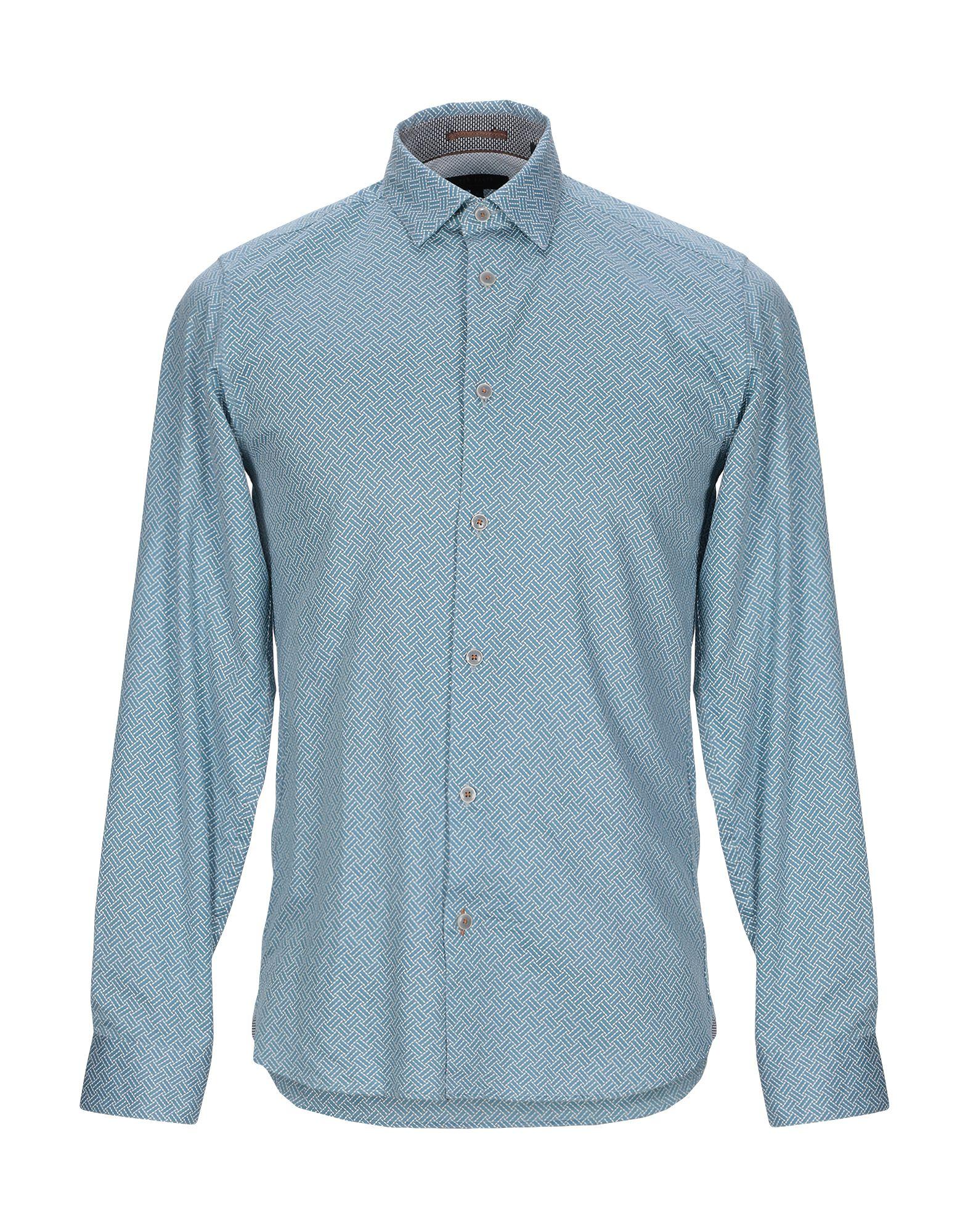 Ted Baker Cotton Shirt in Slate Blue (Blue) for Men - Lyst