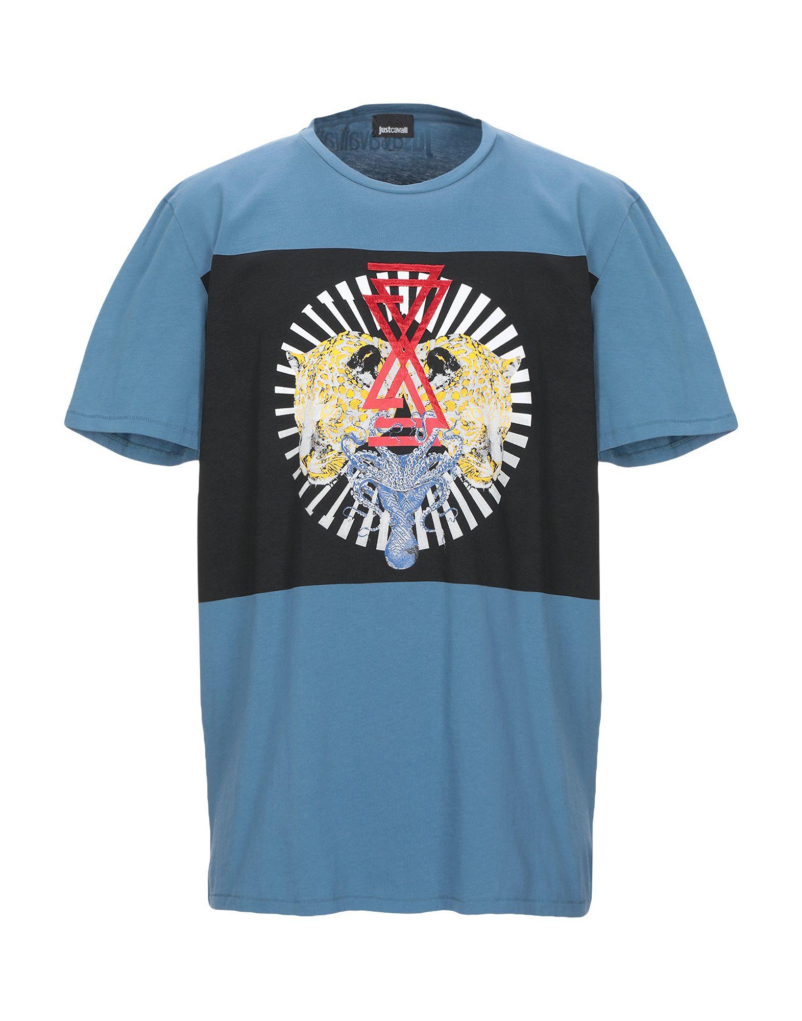 Just Cavalli Cotton T-shirt in Slate Blue (Blue) for Men - Lyst