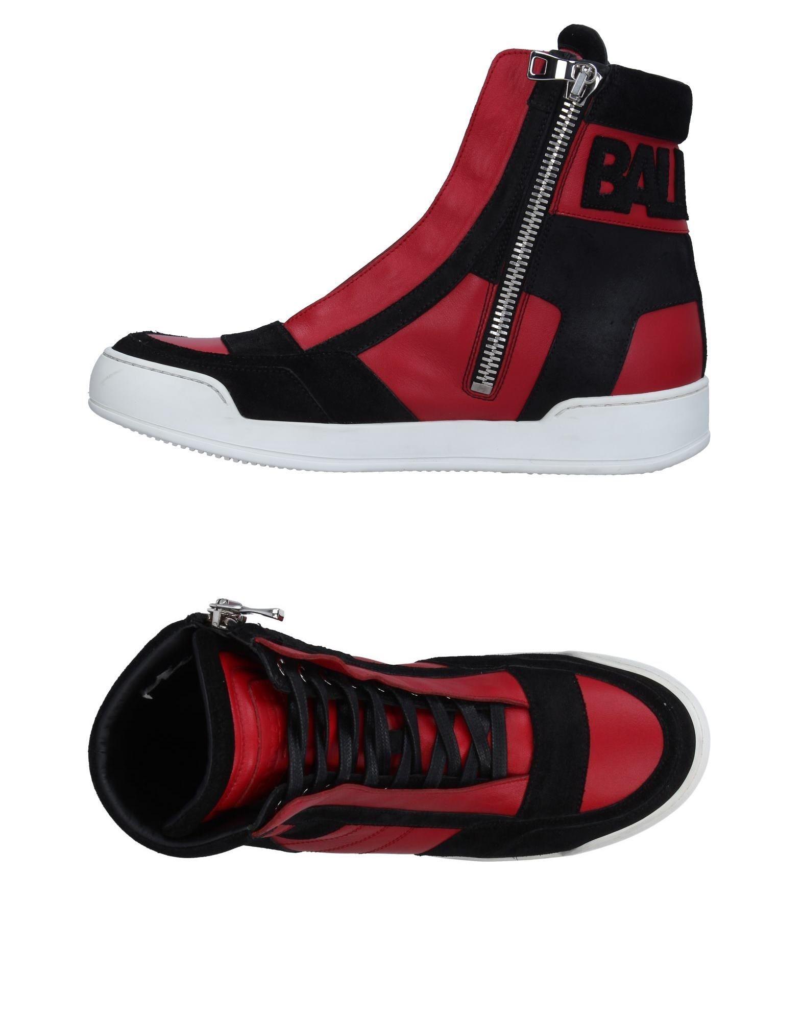 Balmain Leather Hightops & Sneakers in Red for Men Lyst
