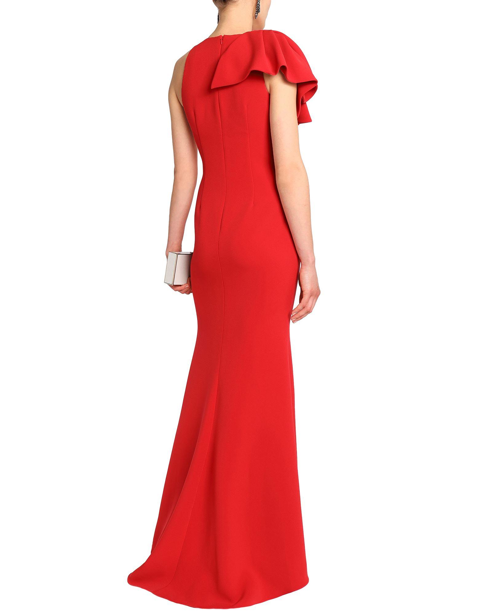 Badgley Mischka Synthetic Long Dress in Red - Lyst